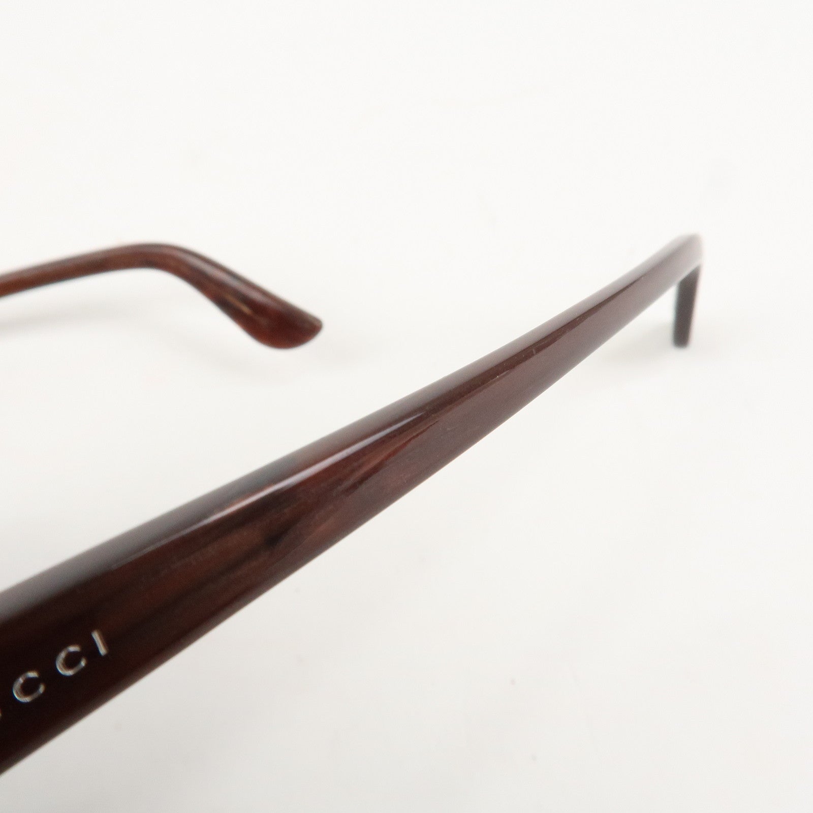 GUCCI Interlocking G Metal Plastic Glasses 56□15 Brown Silver Used