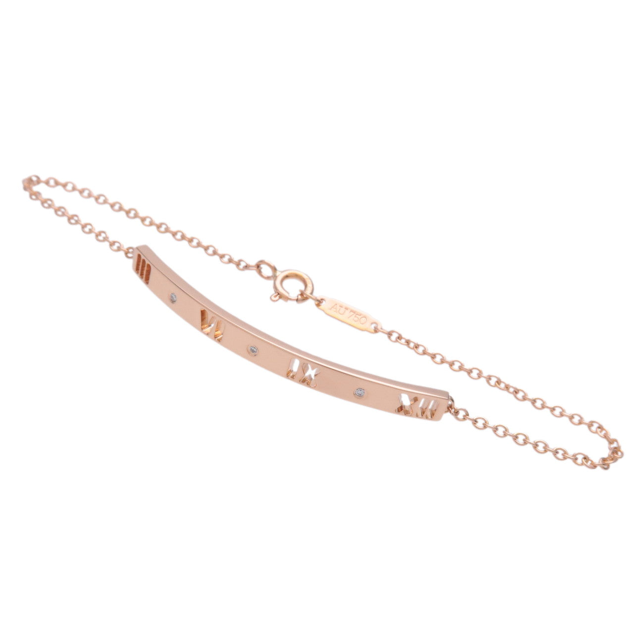 Tiffany & Co Pierced Atlas 3P Diamond Bangle K18 750PG Pink Gold