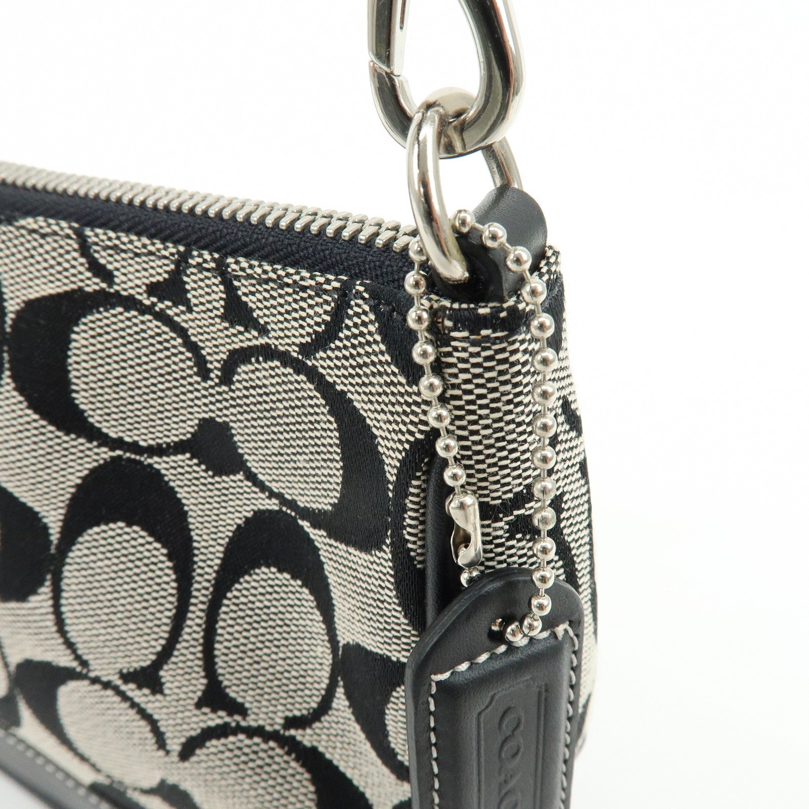 COACH Signature Canvas Leather Hand Bag Pouch Black