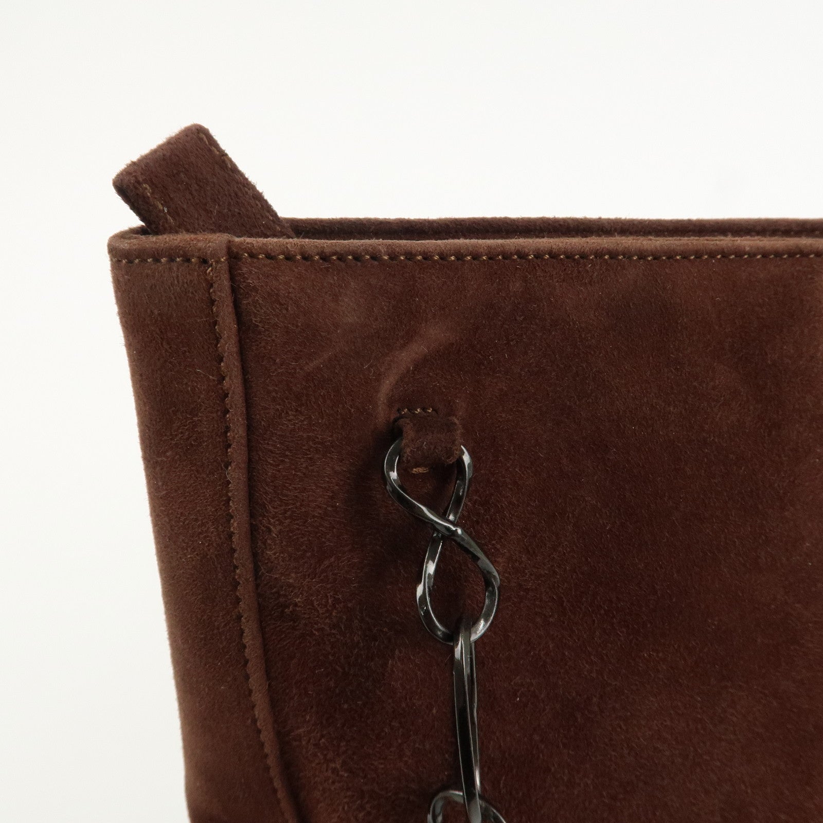PRADA Suede Leather Chain Shoulder Bag Hand Bag Brown