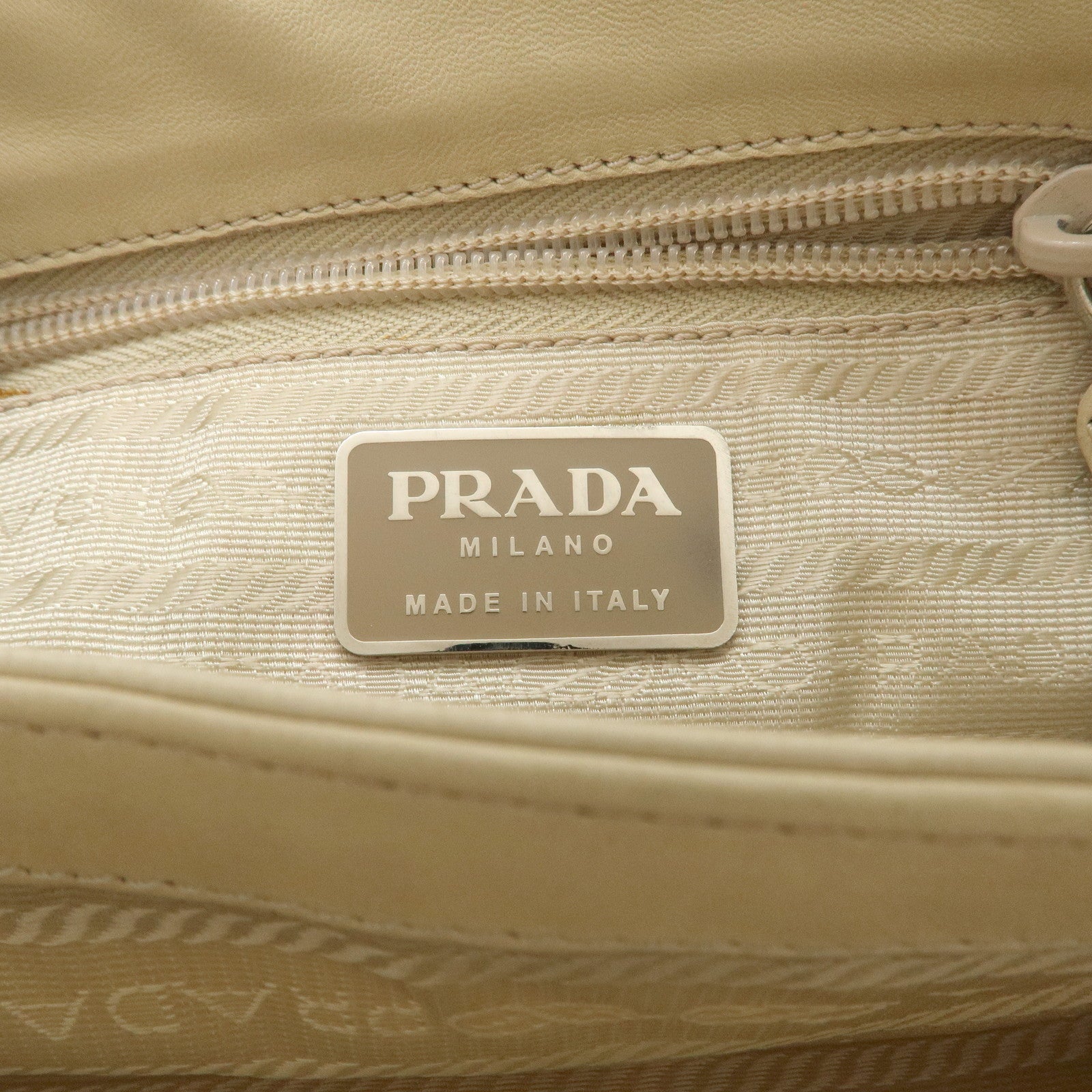 PRADA Nappa Leather Hand Bag Shoulder Bag Ivory