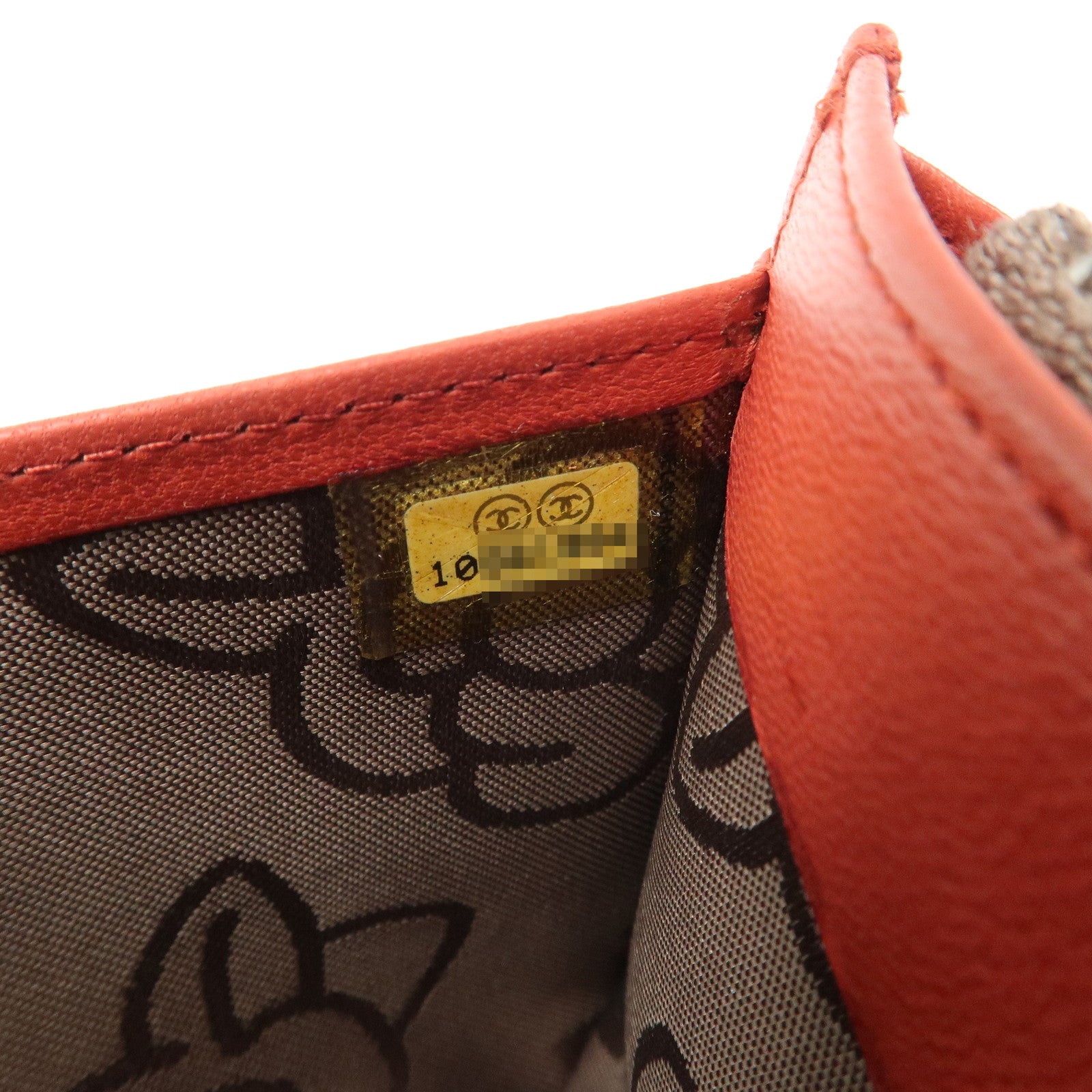 CHANEL Mademoiselle COCO Mark Lamb Skin Long Wallet Red Used