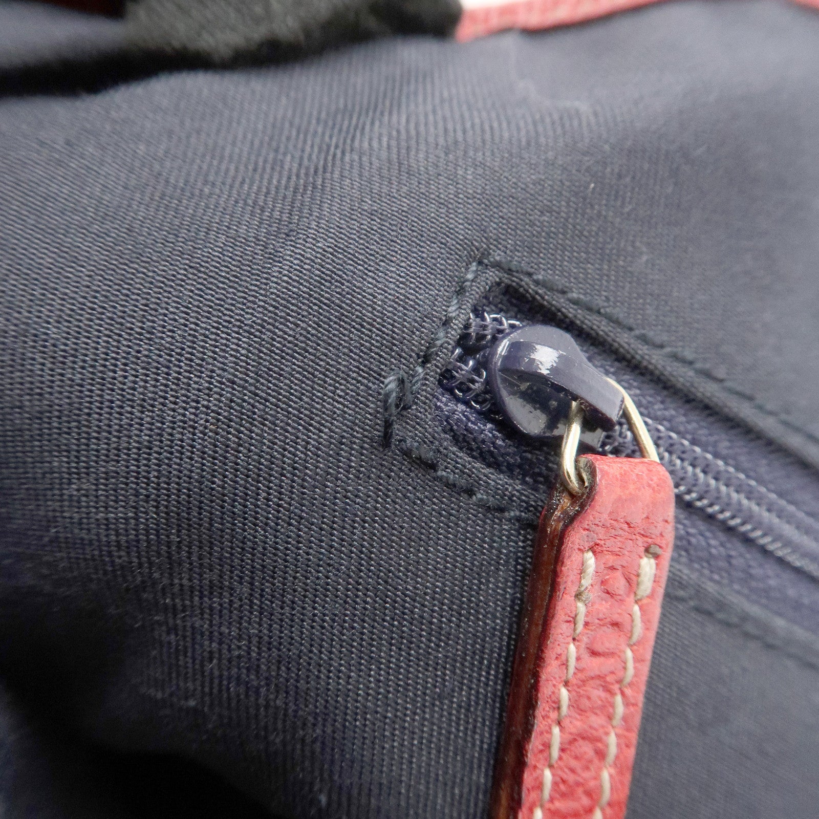 GUCCI Abbey GG Canvas Leather Tote Bag Shoulder Bag Navy Red 130736 Used