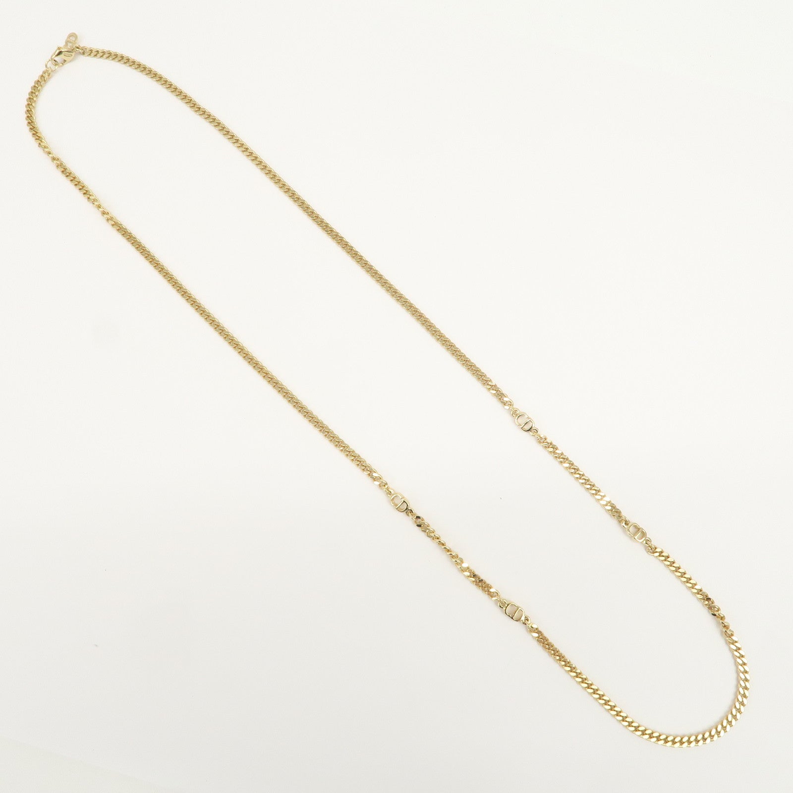 Christian Dior CD Logo Metal Necklace Gold