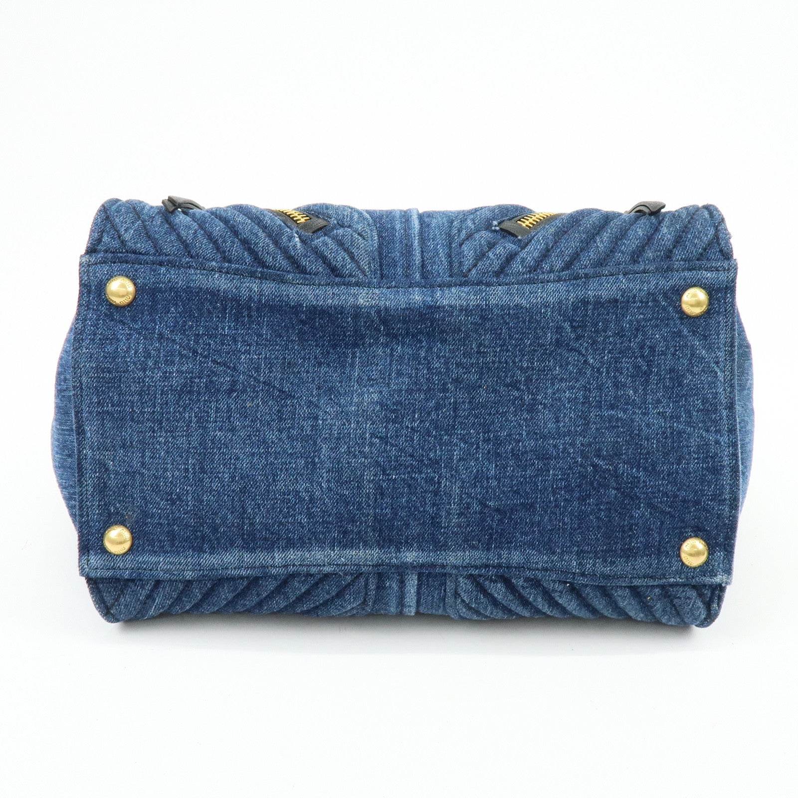 MIU MIU Biker Denim Leather 2Way Bag Hand Bag Shoulder Bag RN1031