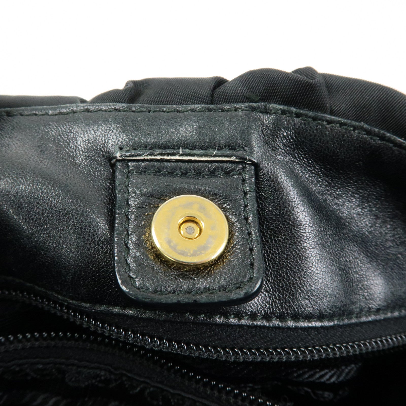 PRADA Ribbon Nylon Leather Shoulder Bag Hand Bag Black BR4237