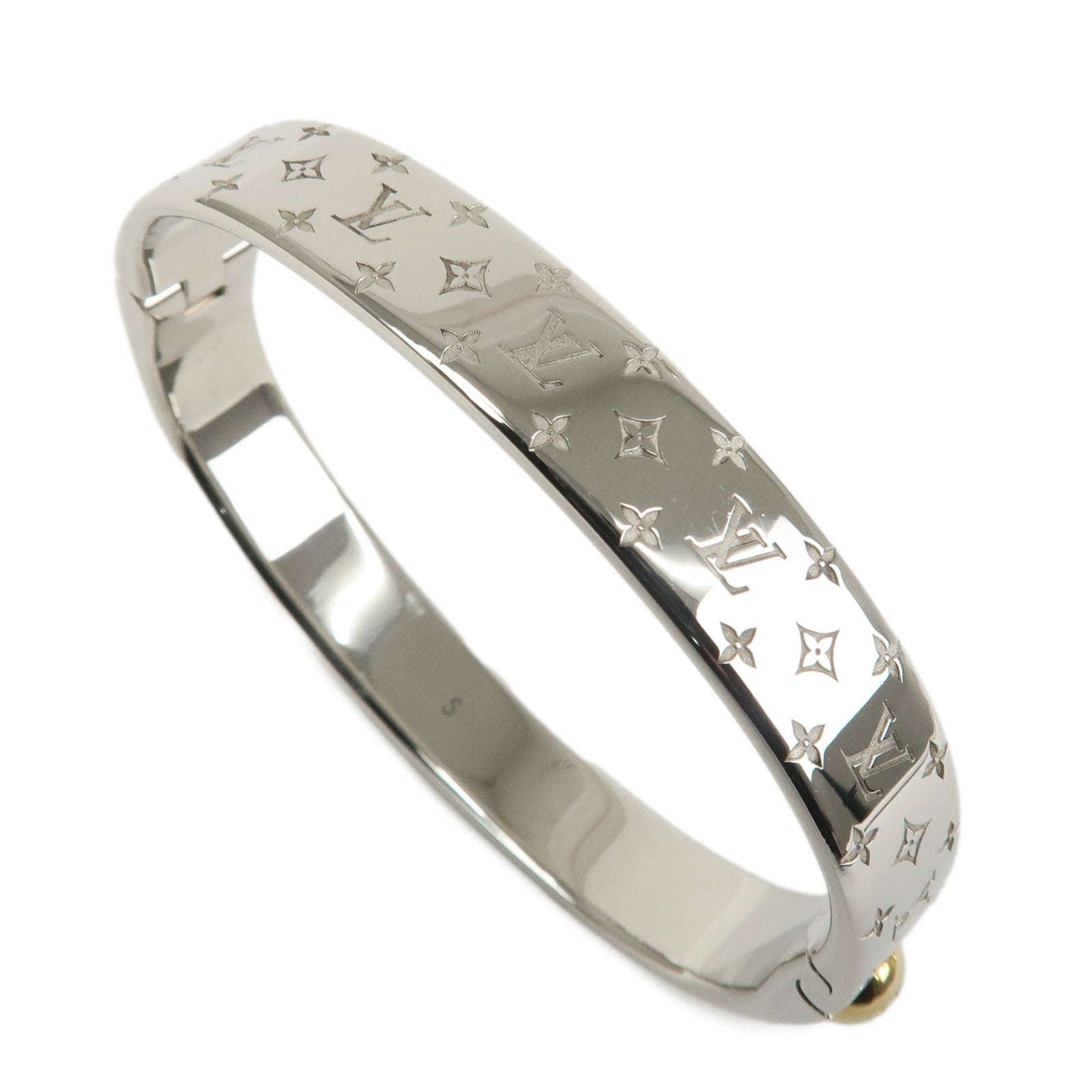 Louis Vuitton Nanogram Cuff Size S Bracelet Palladium M00249