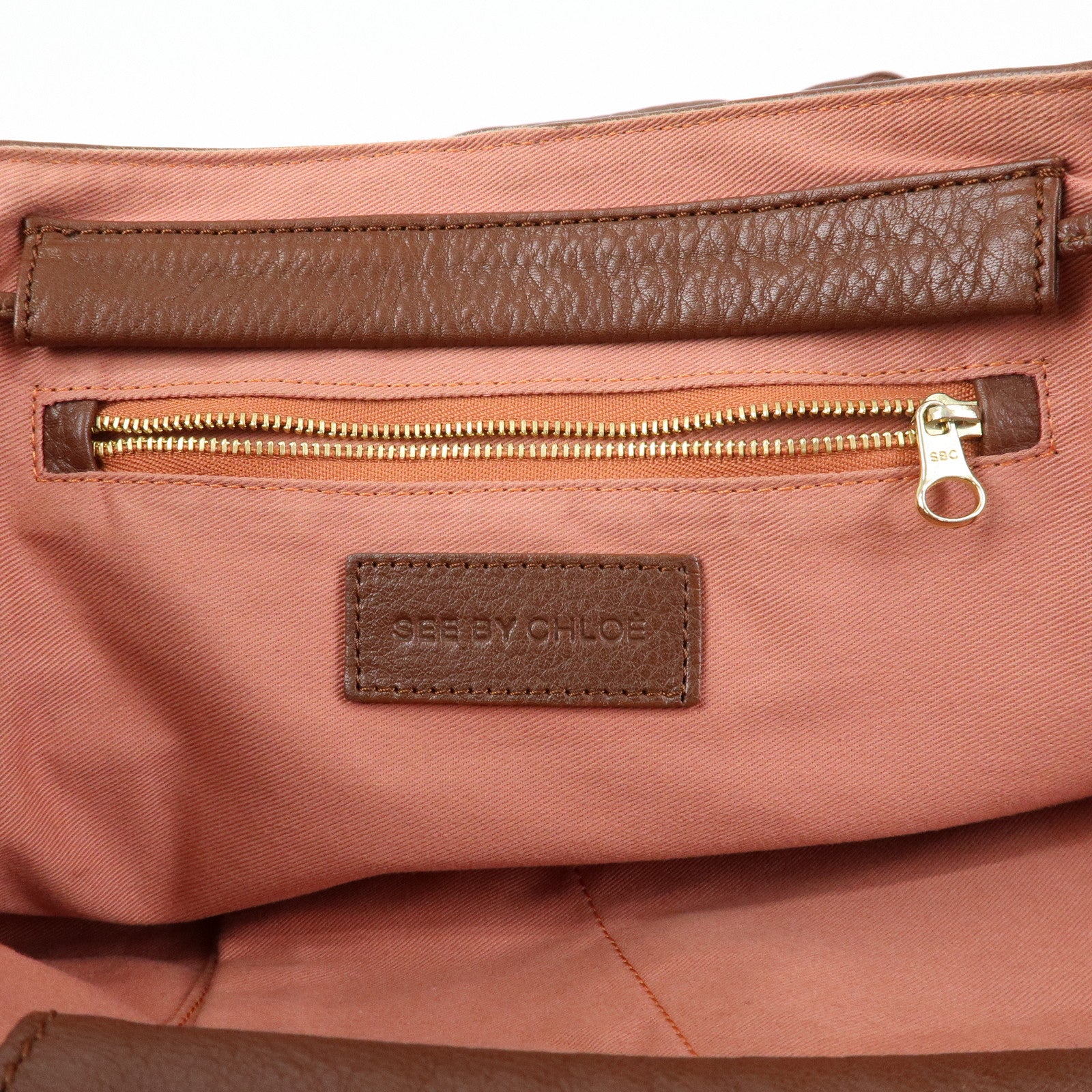 Chloe Cherry Leather 2Way Bag Hand Bag Shoulder Bag Brown