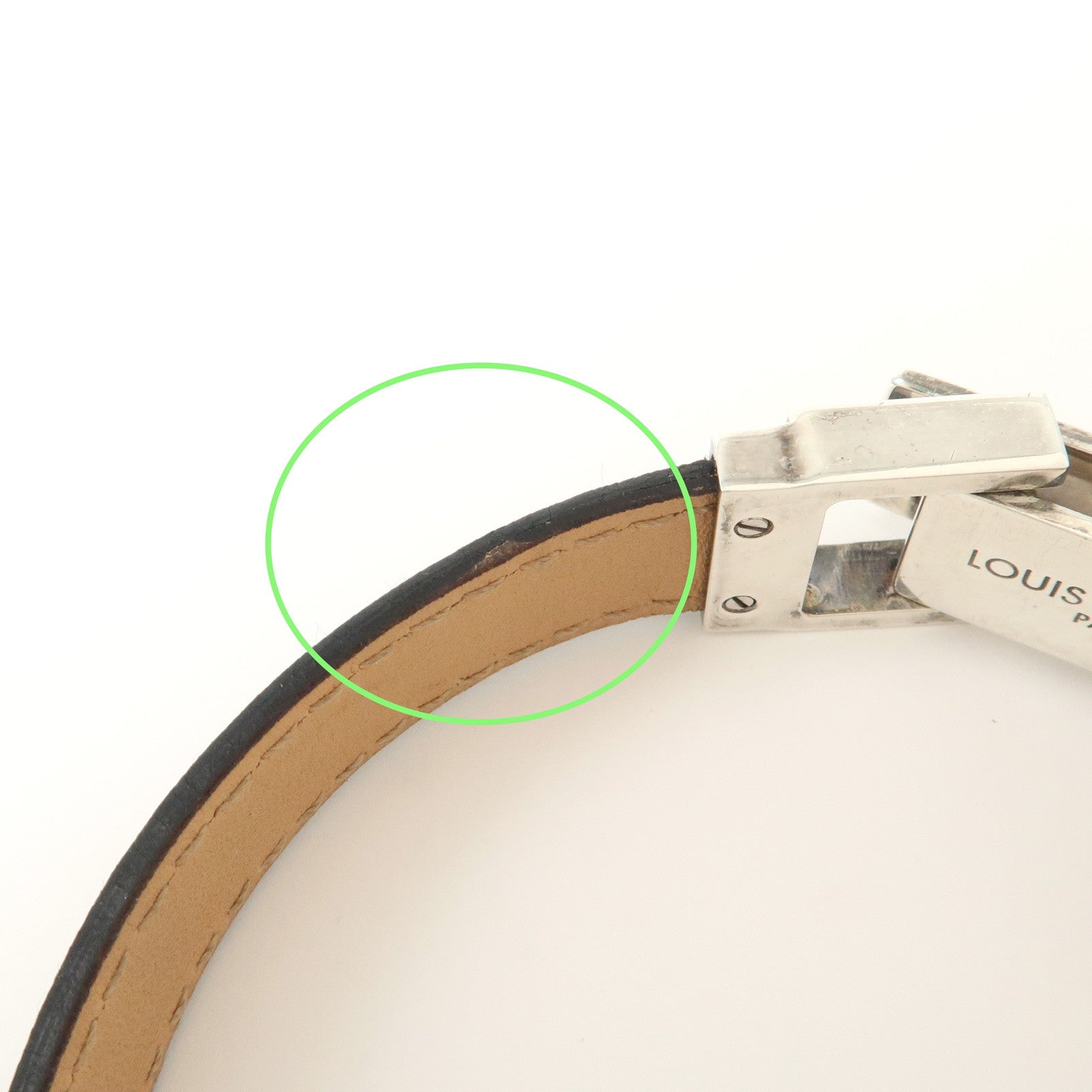 Louis Vuitton Leather Bracelet SV925 Noir Used