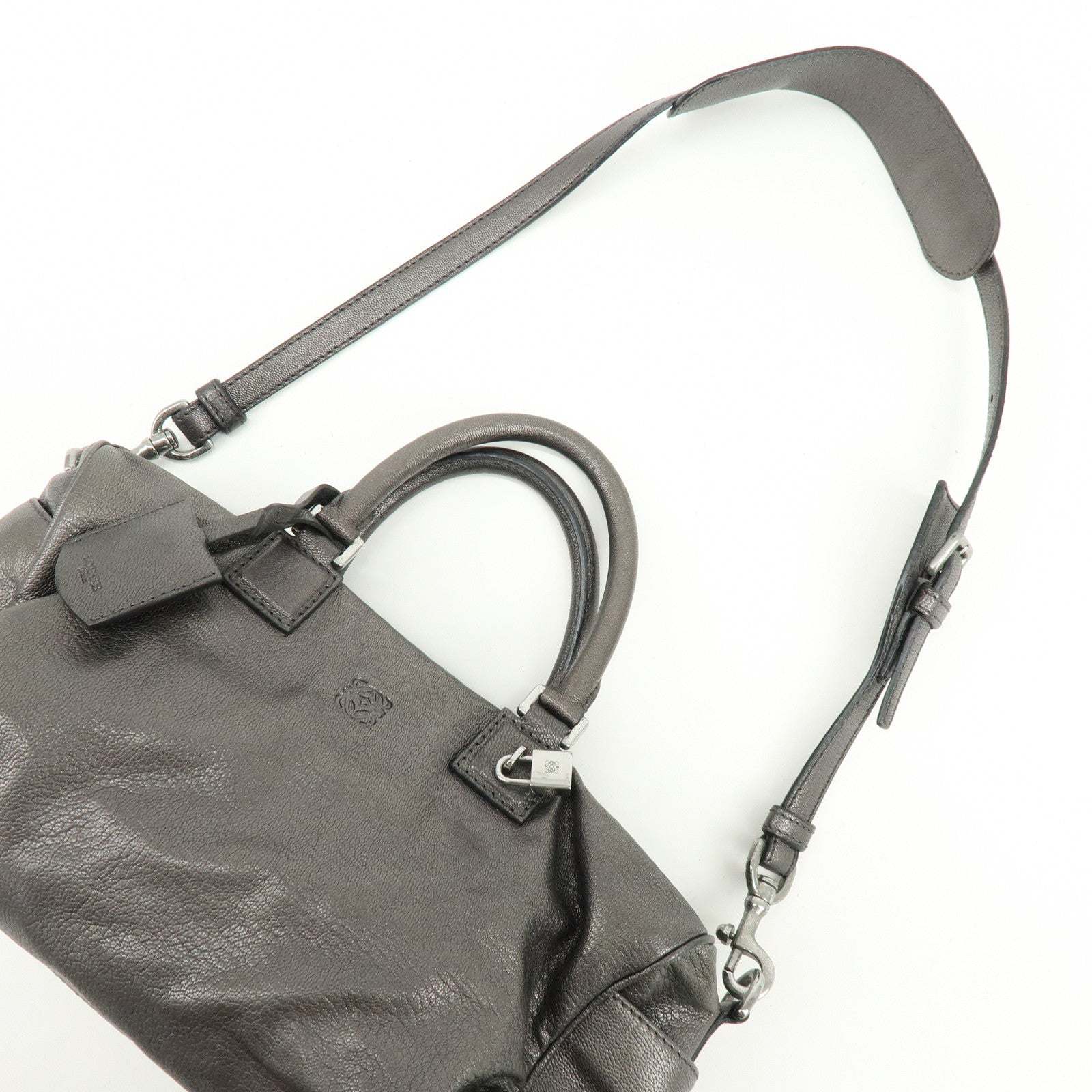 LOEWE Anagram Leather 2Way Bag Hand Bag Shoulder Bag Bronze