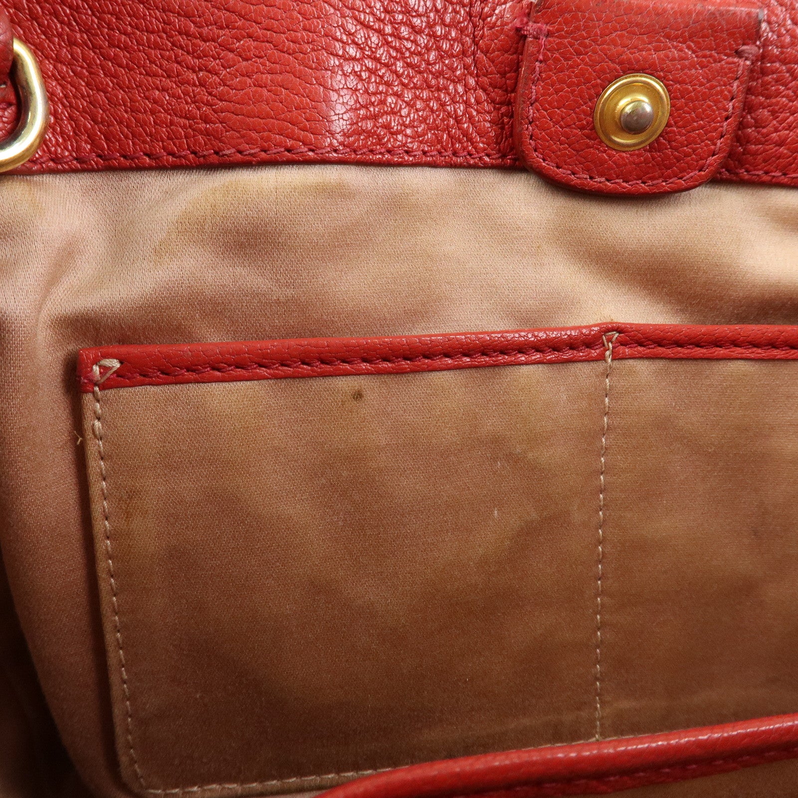 MIU MIU MADRAS Leather 2Way Bag Hand Bag Shoulder Bag Red