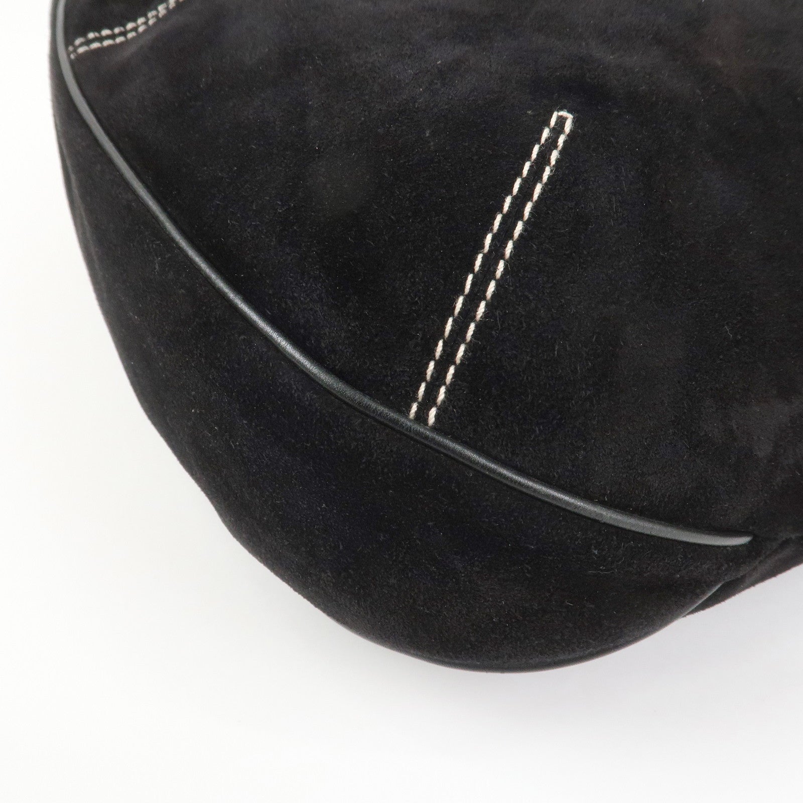 Ferragamo Suede Shoulder Bag Hand Bag Black White