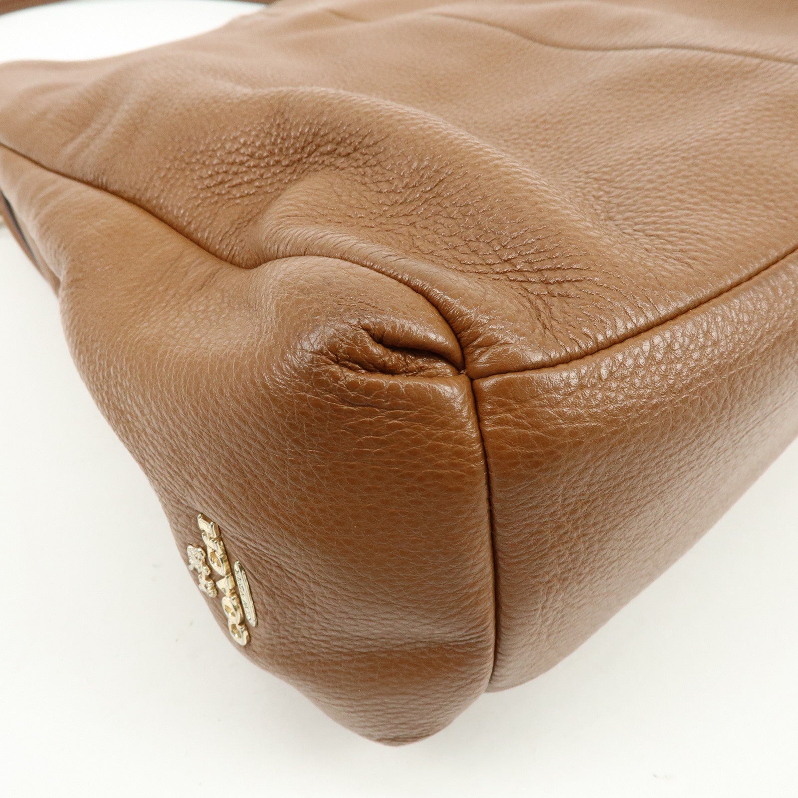 COACH Leather Shoulder Bag Hand Bag Brown