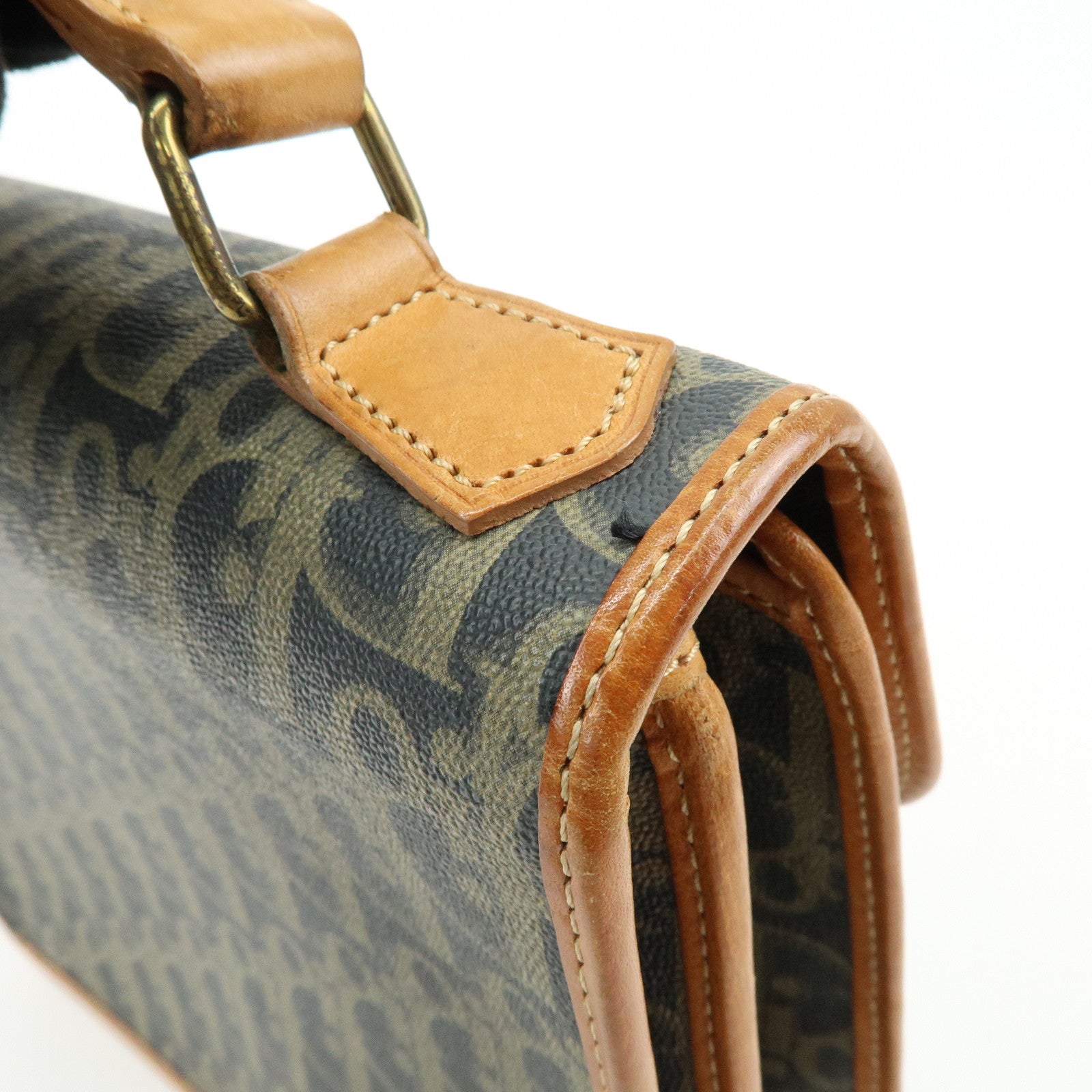 Christian Dior Trotter PVC Leather 2Way Bag Shoulder Bag Navy Brown