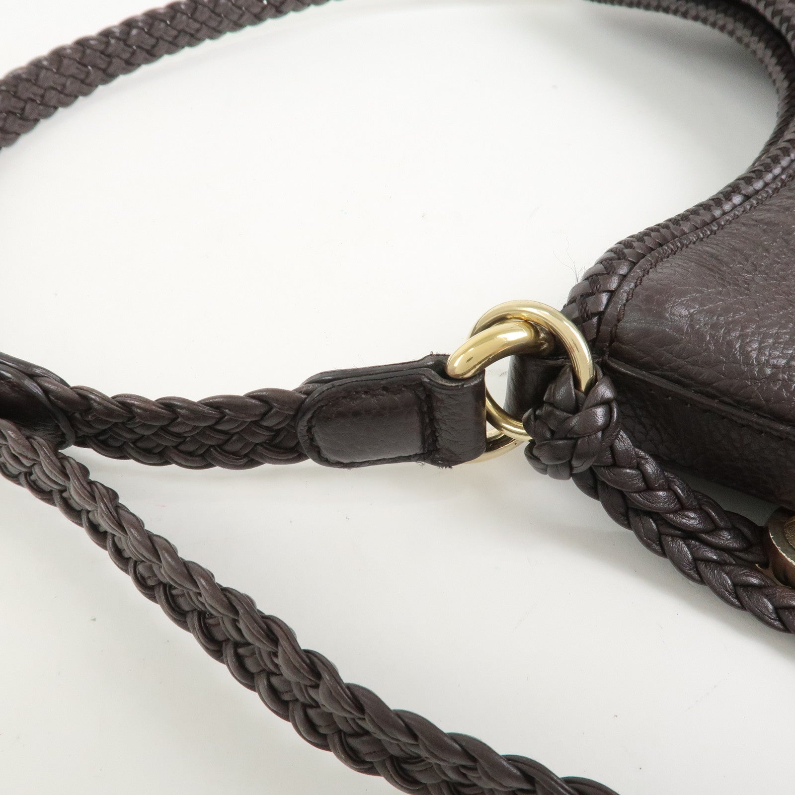 GUCCI Logo Leather Shoulder Bag Tote Bag Brown 336659