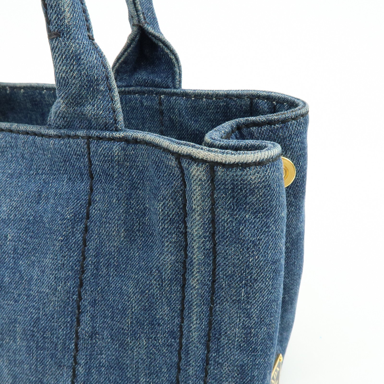 PRADA Triangle Logo Canapa Mini Canvas Denim 2Way Hand Bag 1BG439