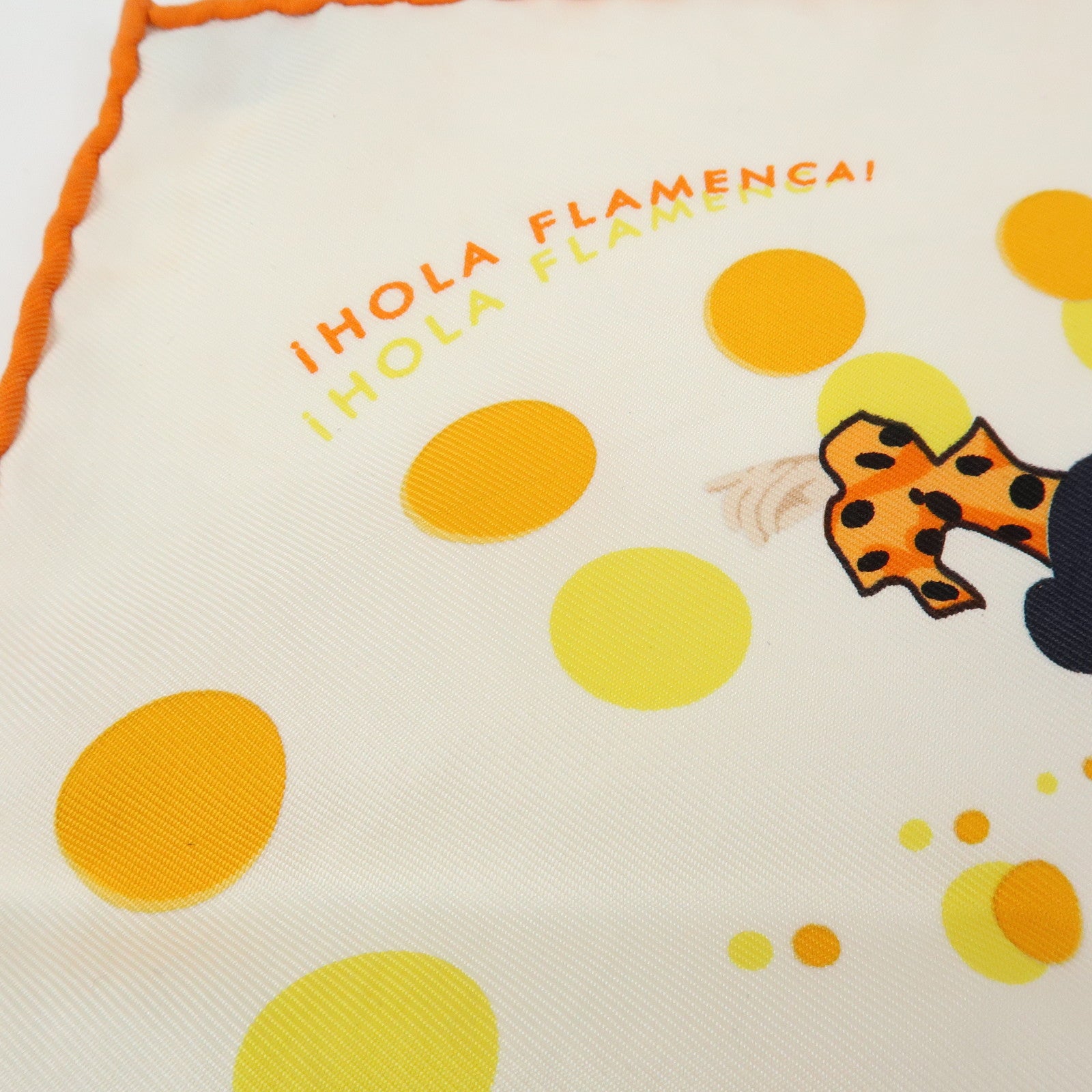 HERMES Carre 45 Silk 100% Scarf iHOLA FLAMENCA! Orange White