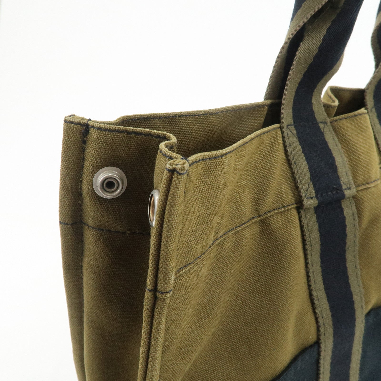 HERMES Fourre Tout MM Canvas Tote Bag Hand Bag Black Khaki