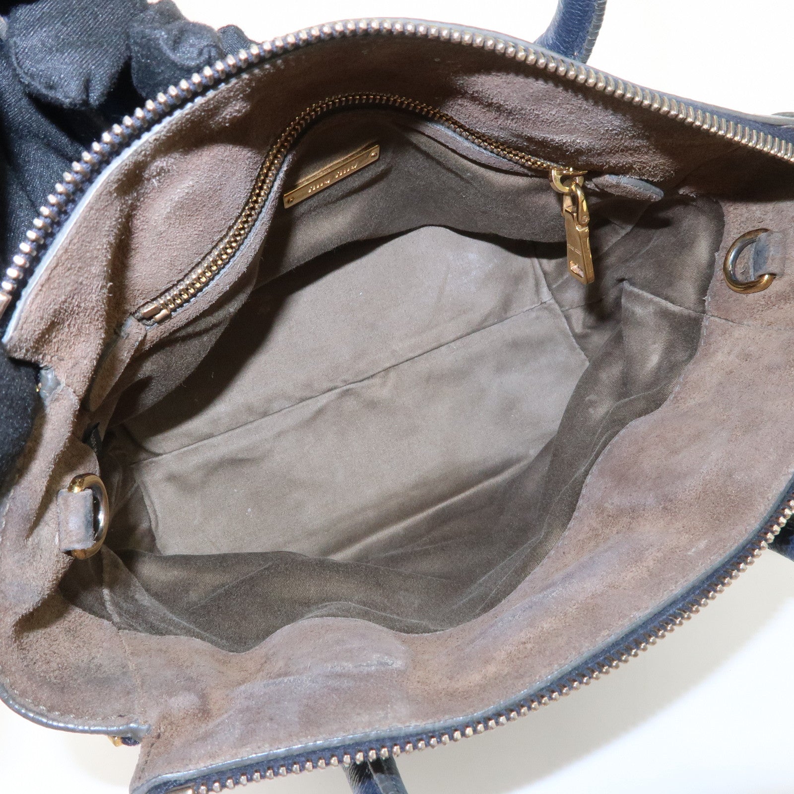 MIUMIU Matelasse Leather 2Way Bag Hand Bag Navy 5BA003