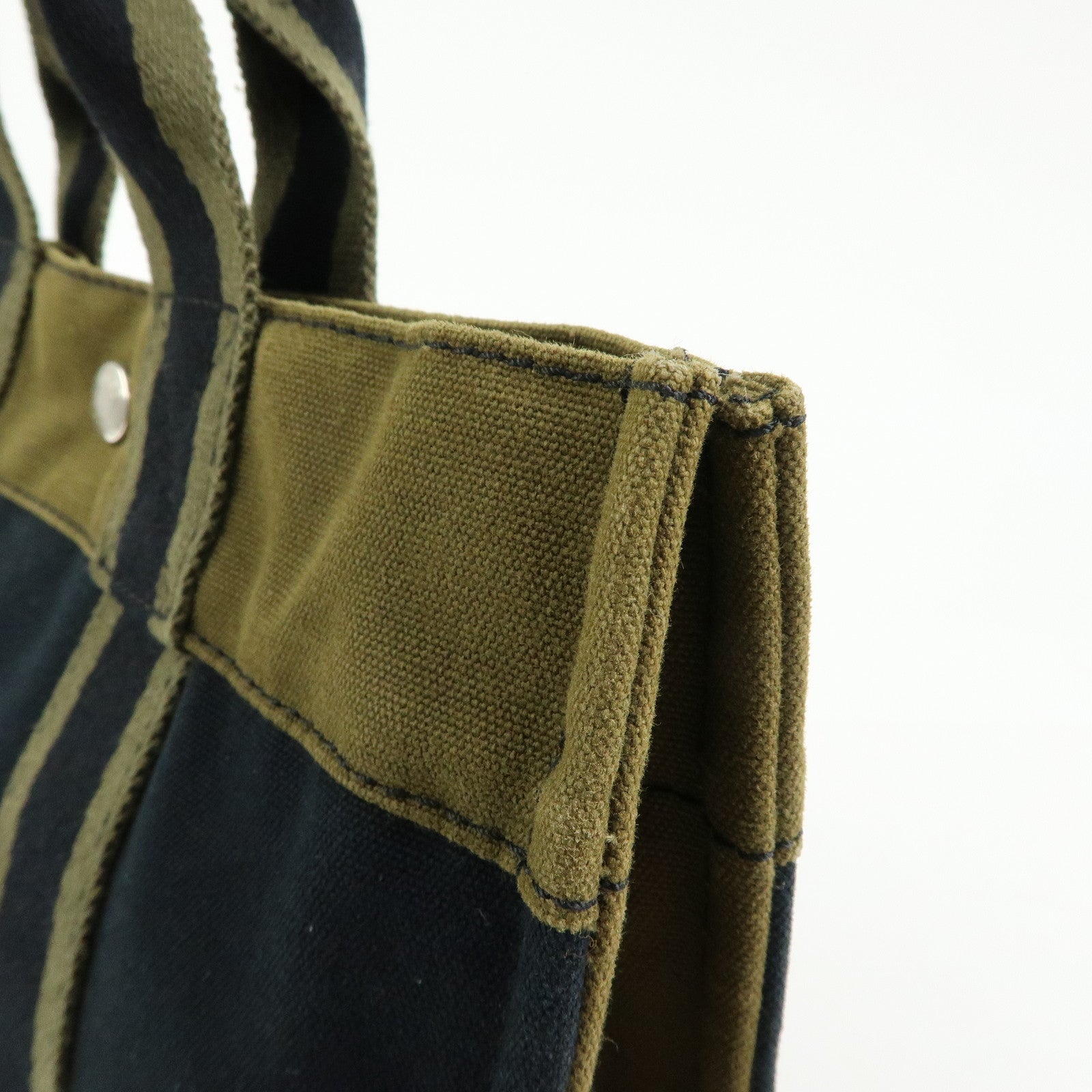 HERMES Fourre Tout PM Canvas Tote Bag Hand Bag Navy Khaki