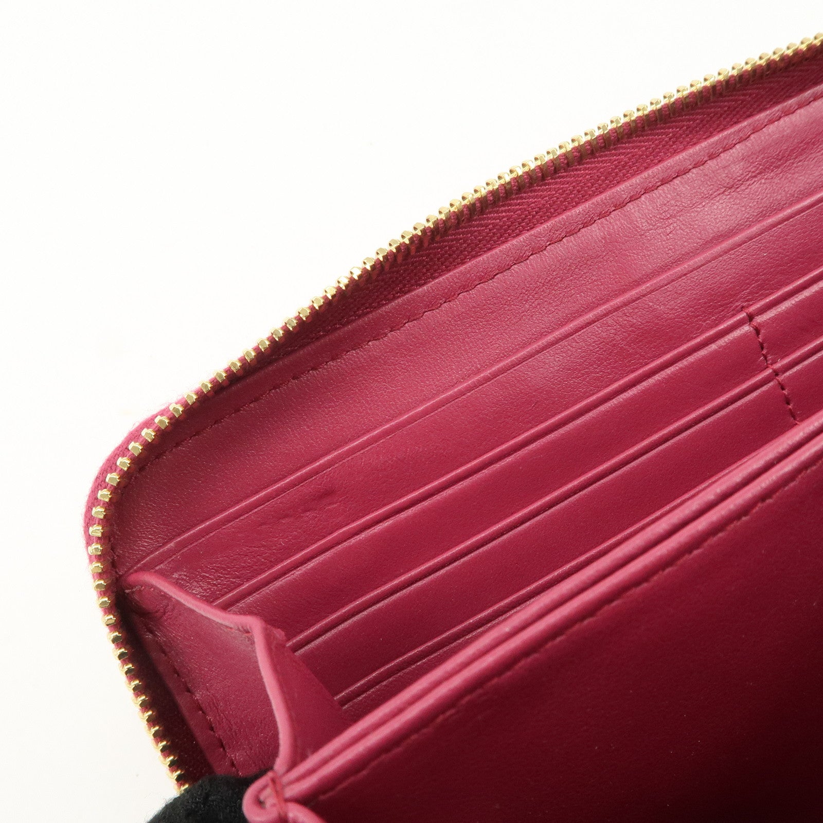 PRADA Nylon Saffiano Leather Round Zippy Long Wallet Pink 1M0506 Used