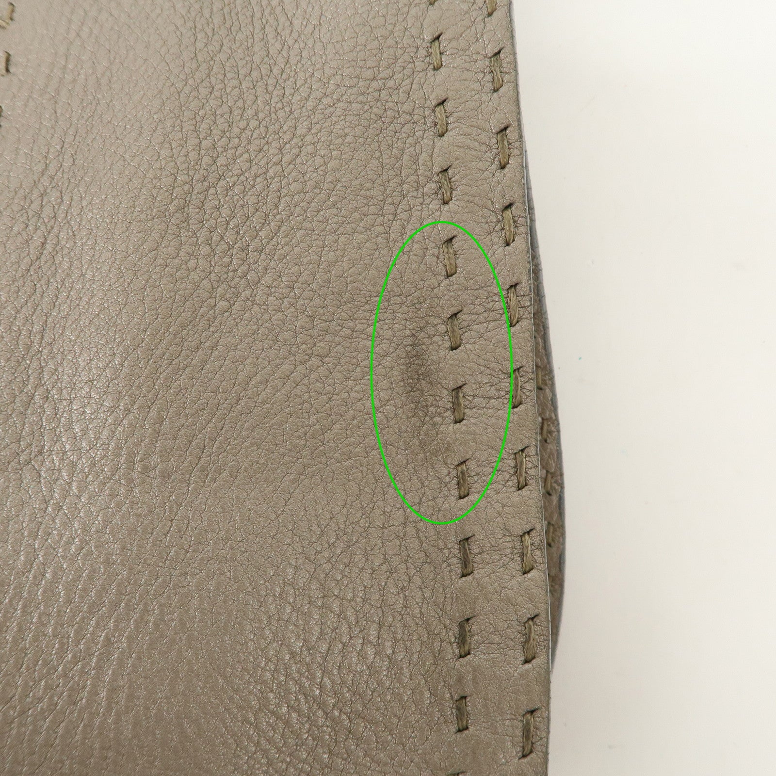 FENDI Selleria Leather Tote Bag Shoulder Bag Hand Bag Gray Used