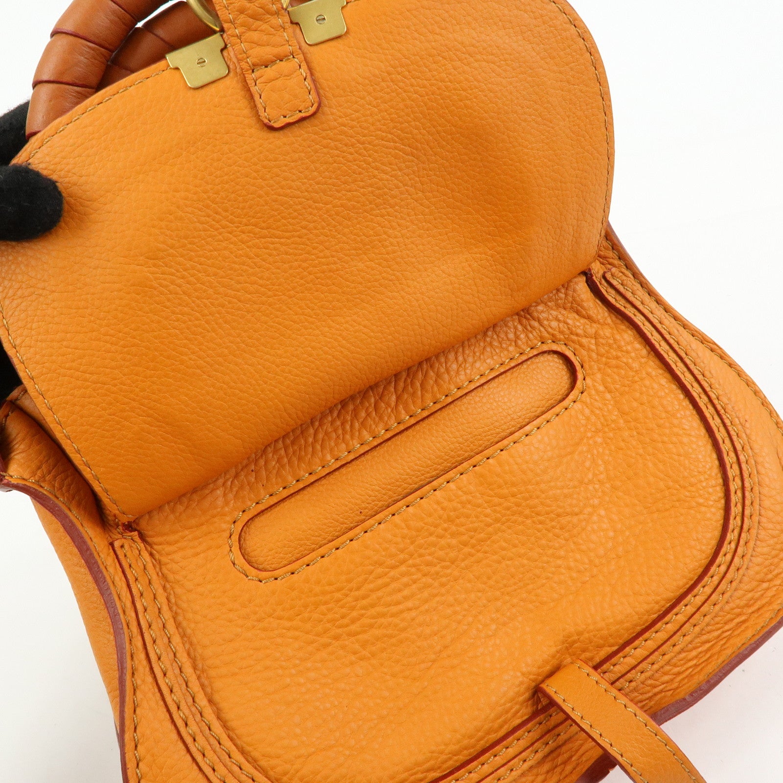 Chloe Marcy Leather 2Way Bag Hand Bag Shoulder Bag Orange