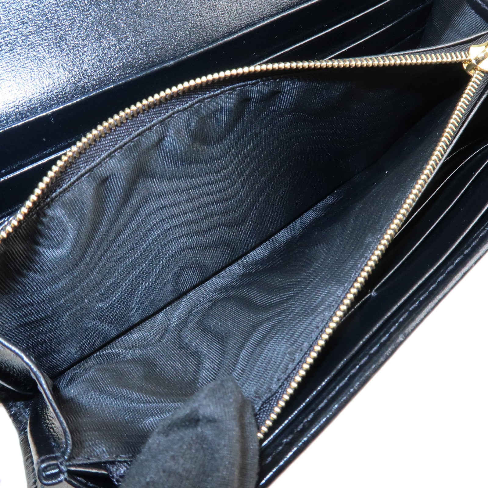 GUCCI Jackie 1961 Leather Chain Wallet WOC Black Gold 652681 Used