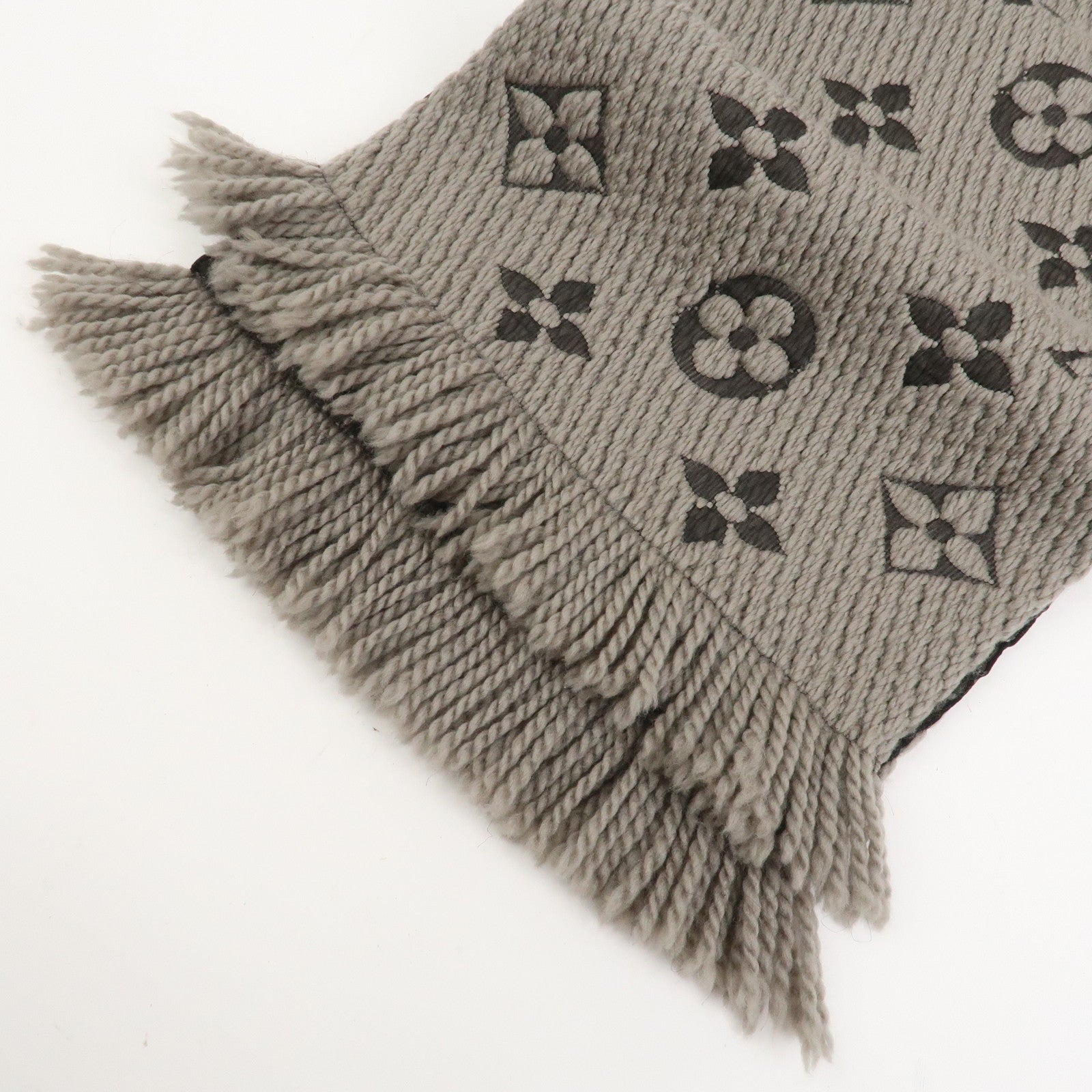 Louis Vuitton Echarpe Logomania Wool Silk Scarf Gray 413287