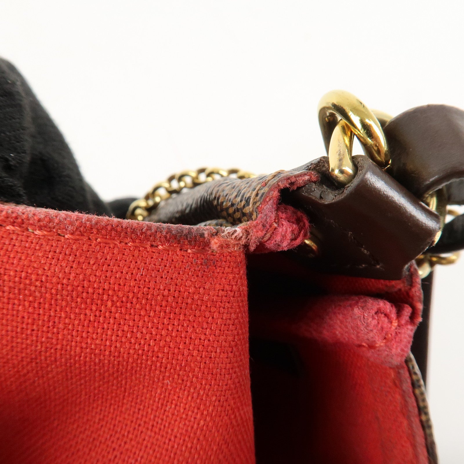 Louis Vuitton Damier Favorite MM Canvas Leather Shoulder Bag FL4126 Used