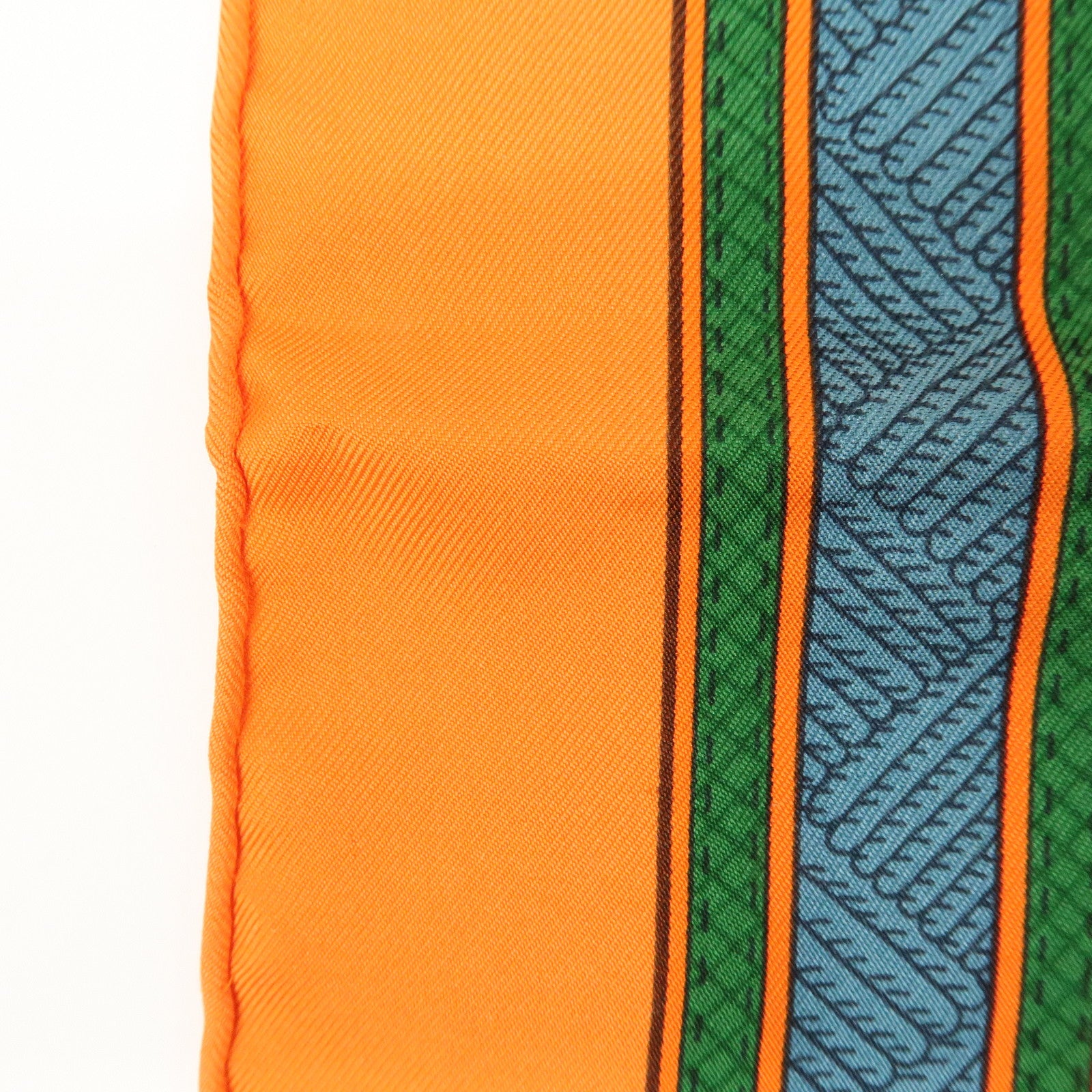 HERMES Carre 90 Silk 100% CUIRS DU DESERT Scarf Orange