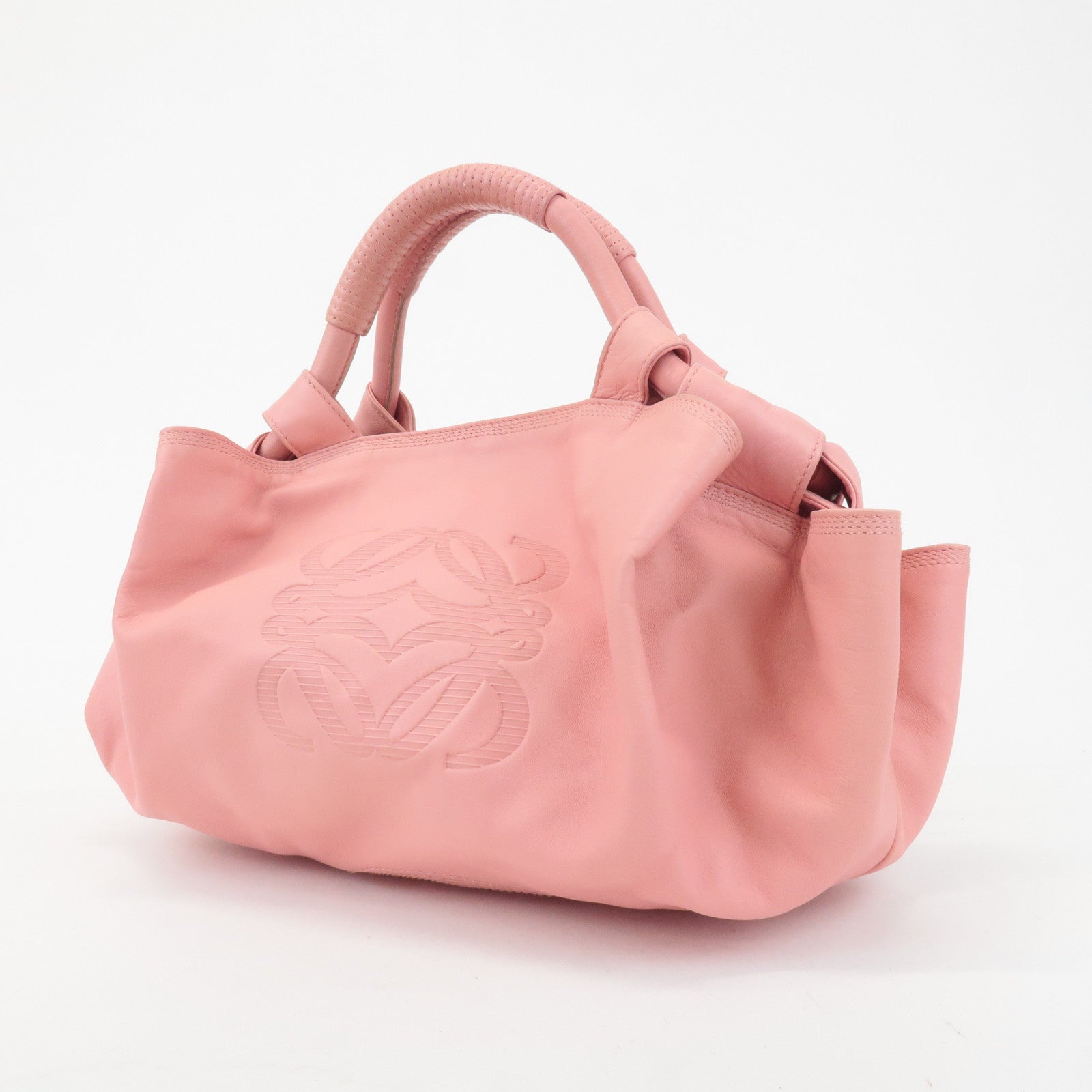 LOEWE Anagram Leather Nappa Aire Shoulder Hand Bag Pink Used