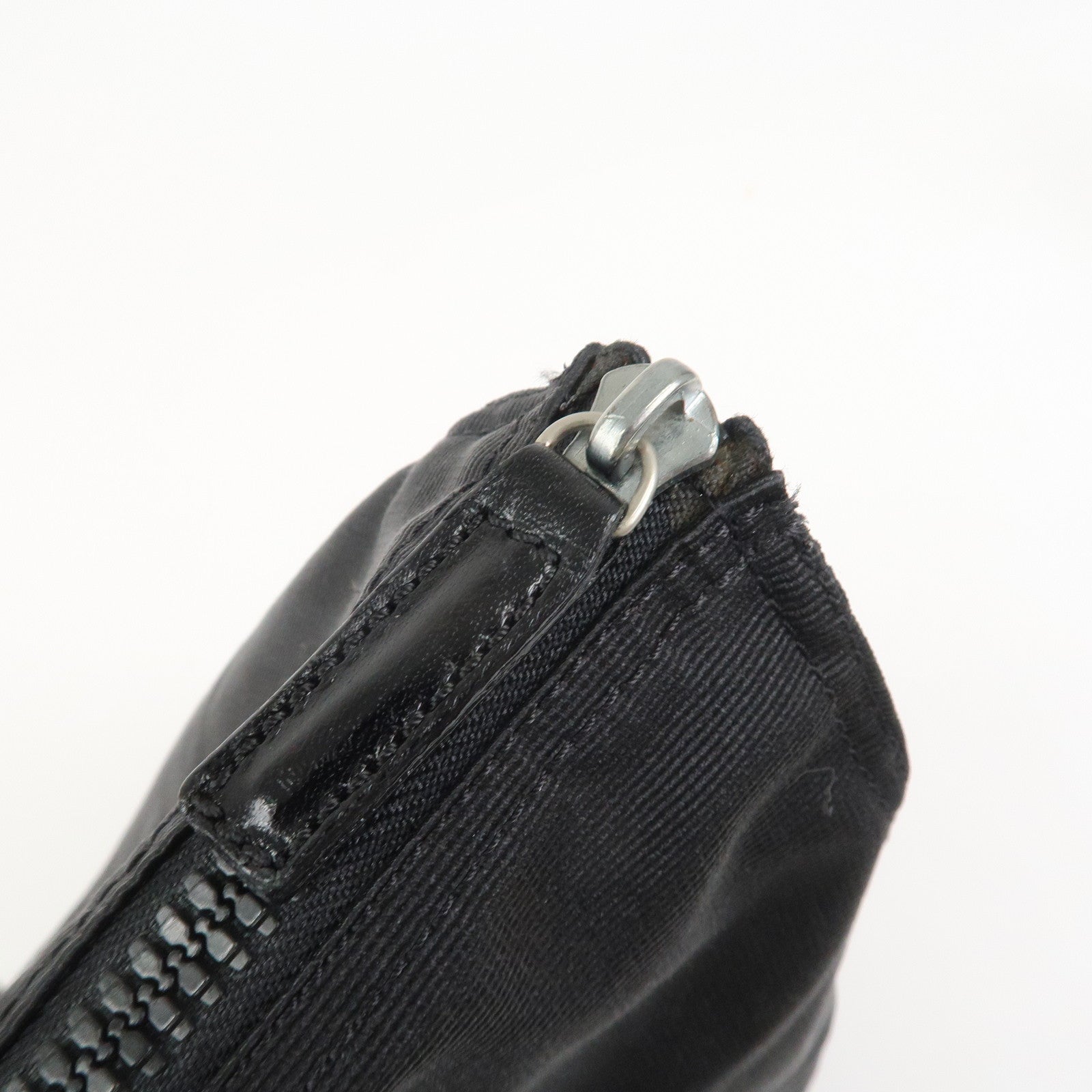 FENDI Nylon Leather Tote Bag Boston Bag Black 26680