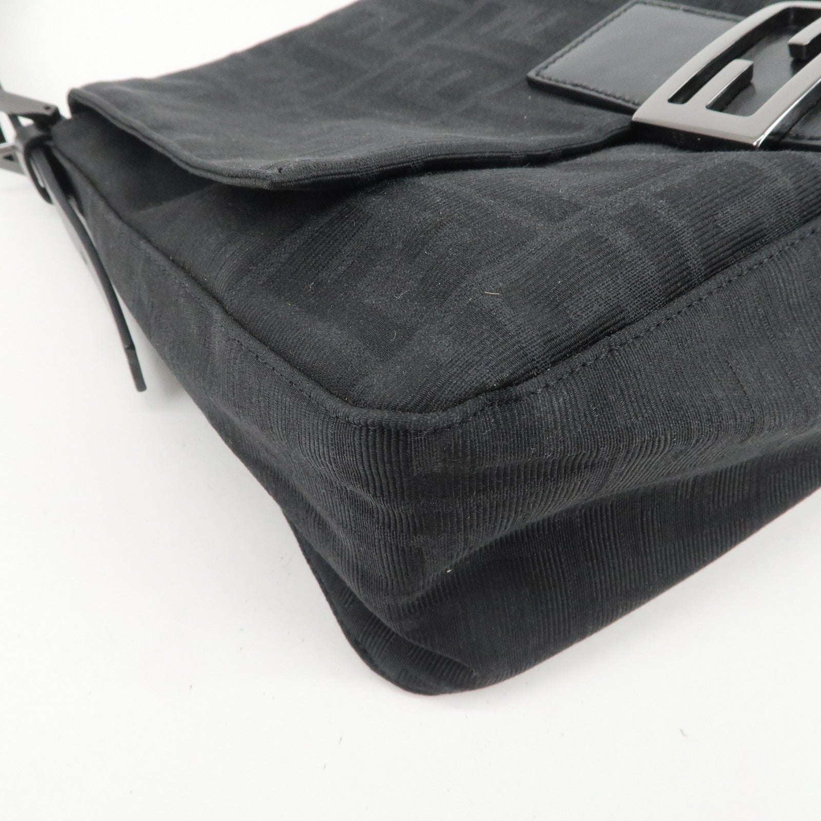 FENDI Mamma Baguette Zucca Canvas Leather Shoulder Hand Bag 8BR001