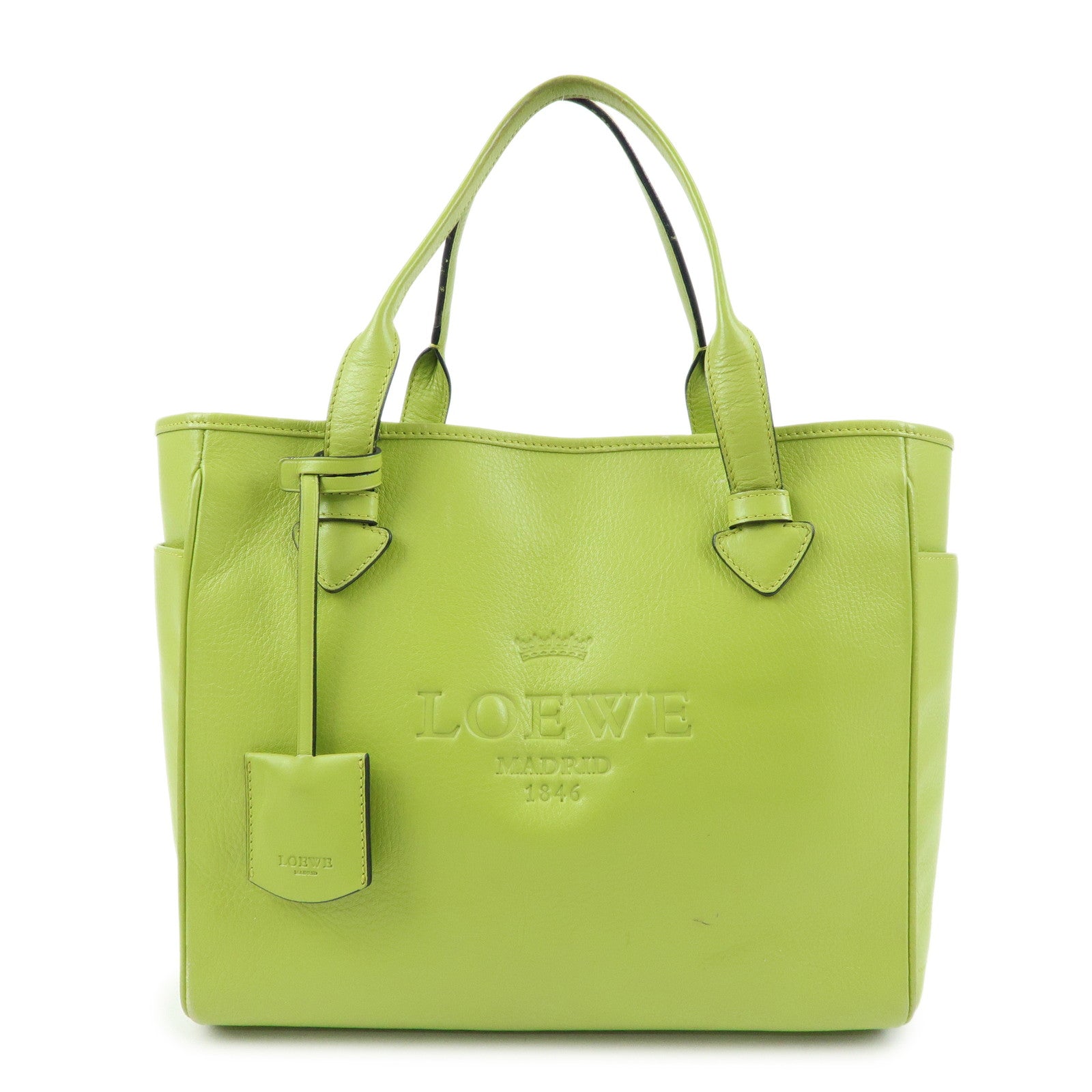 LOEWE Heritage Leather Tote Bag Hand Bag Light Green