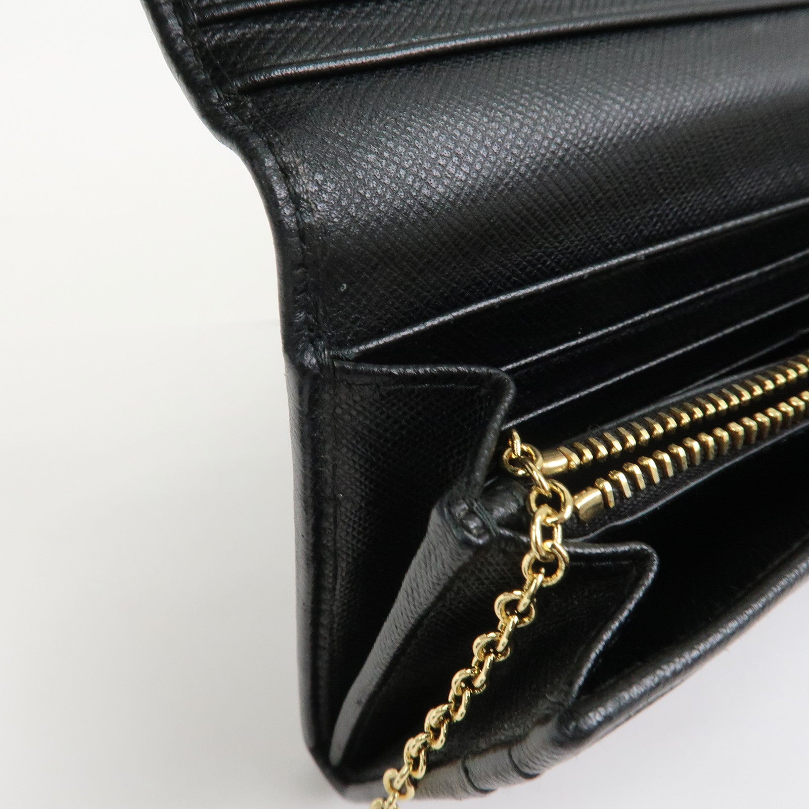 PRADA Saffiano Leather Flap Bi-Fold Long Wallet Black 1MH132