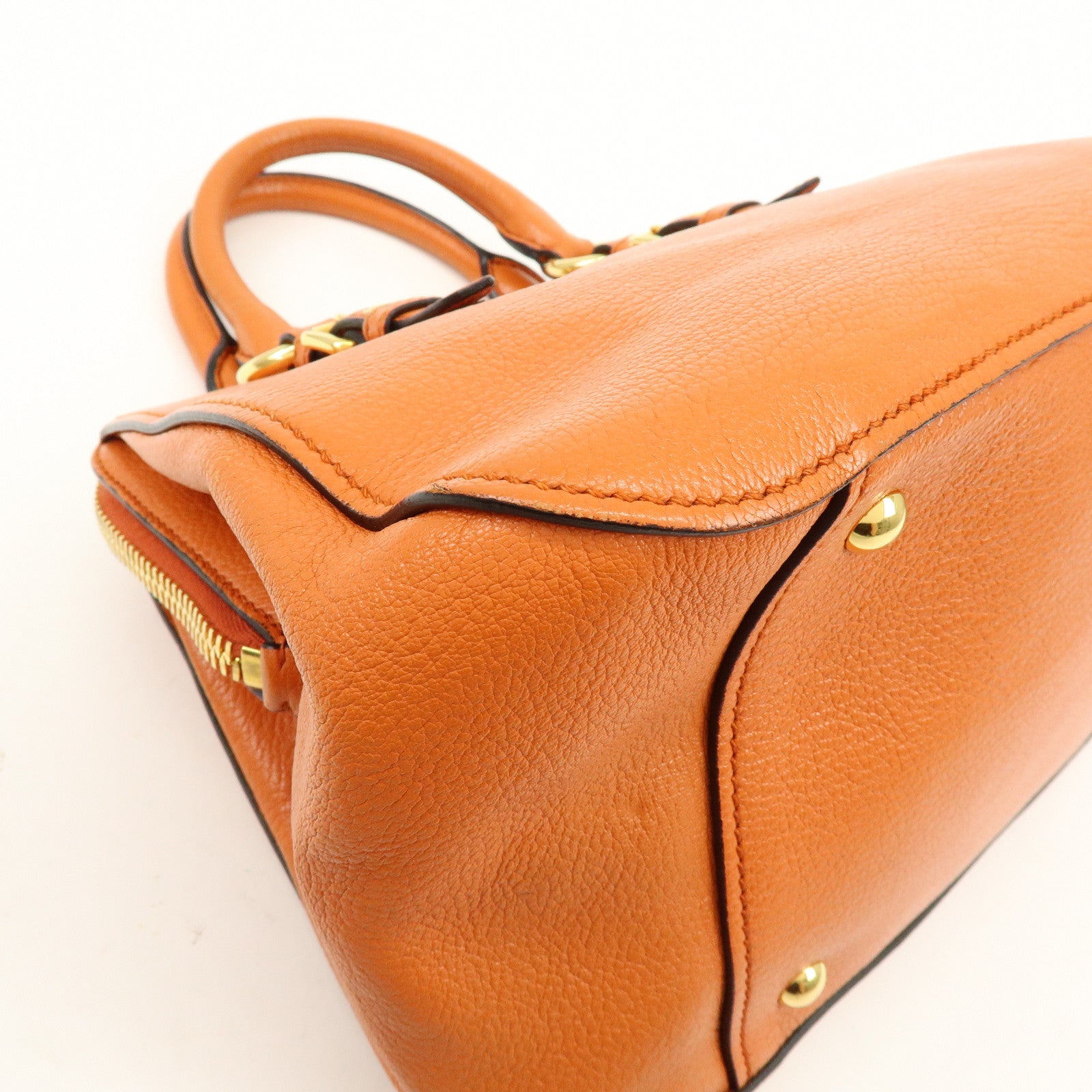 MIU MIU Madras Leather 2Way Bag Hand Bag Shoulder Bag Orange