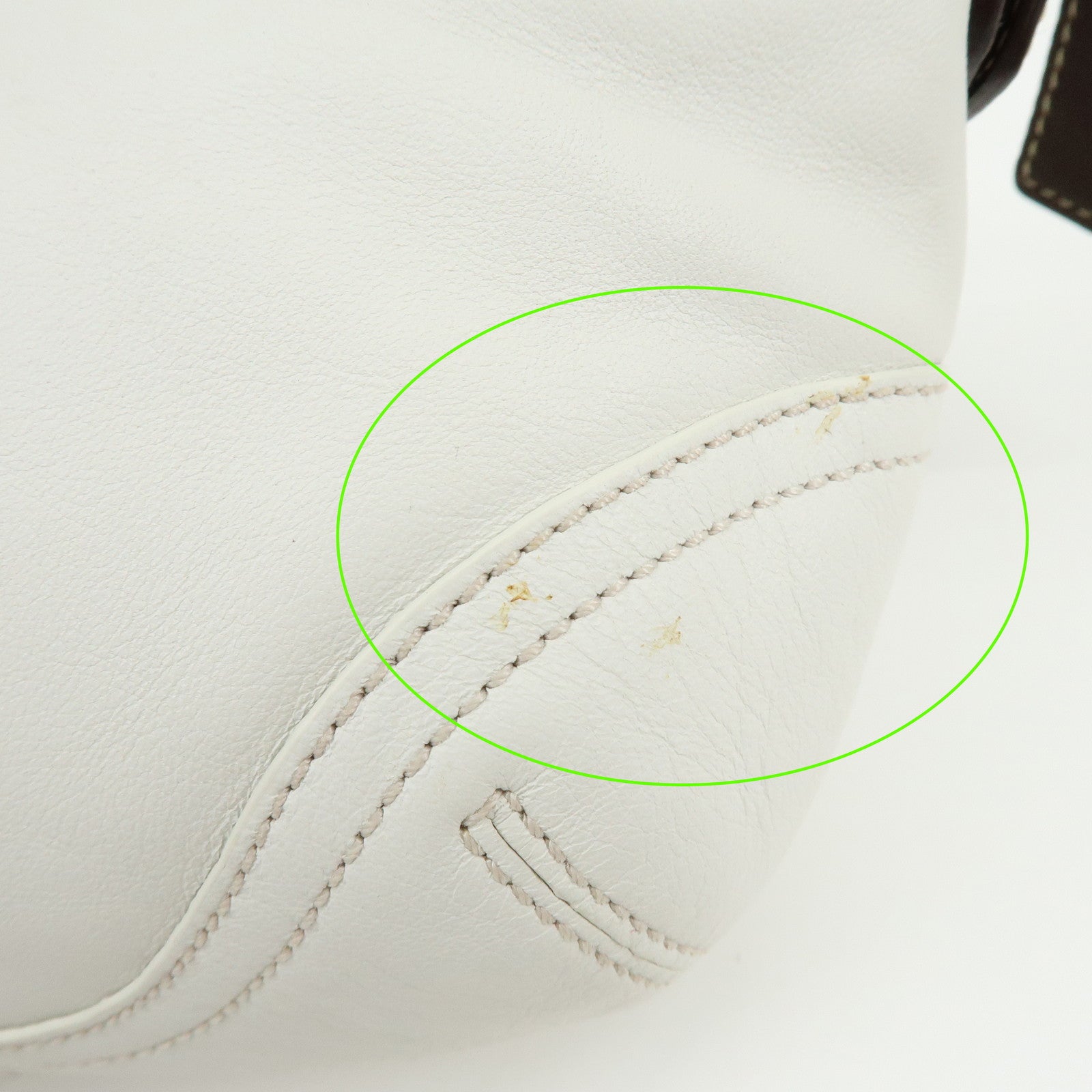 COACH Leather Shoulder Bag Hand Bag White Camel