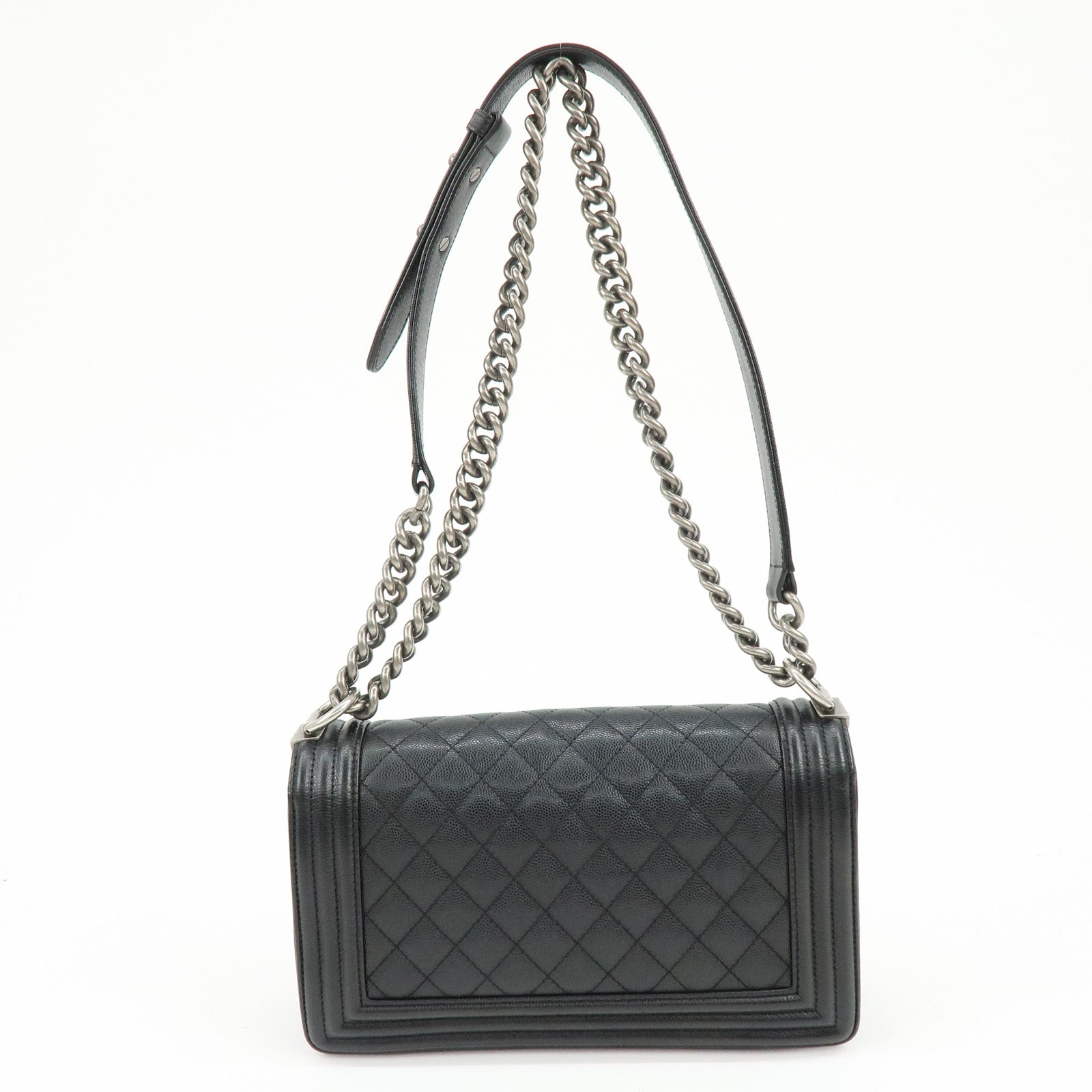 CHANEL Boy Chanel Caviarskin Chain Shoulder Bag Crossbody Bag Black