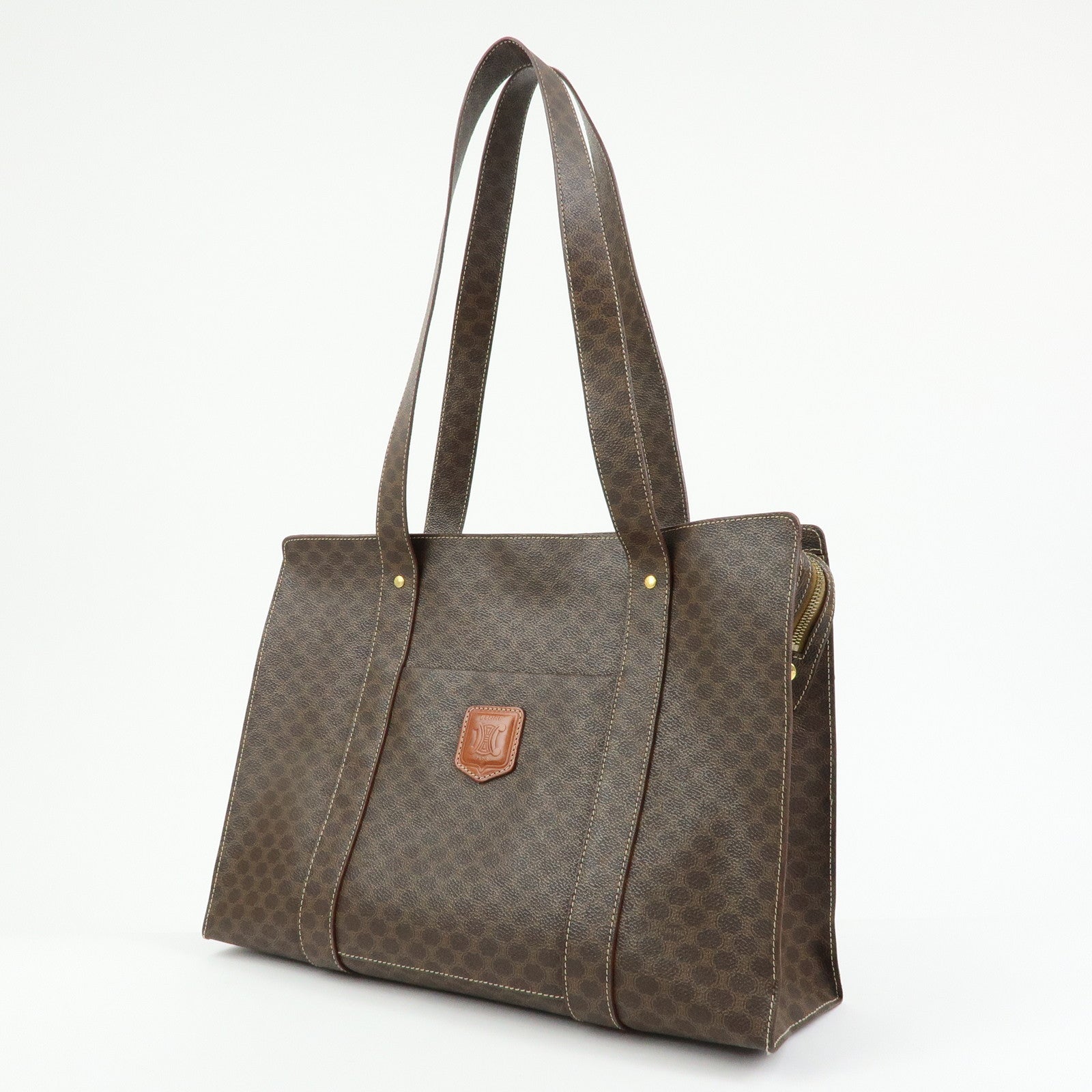 CELINE Macadam PVC Leather Tote Bag Shoulder Bag Brown