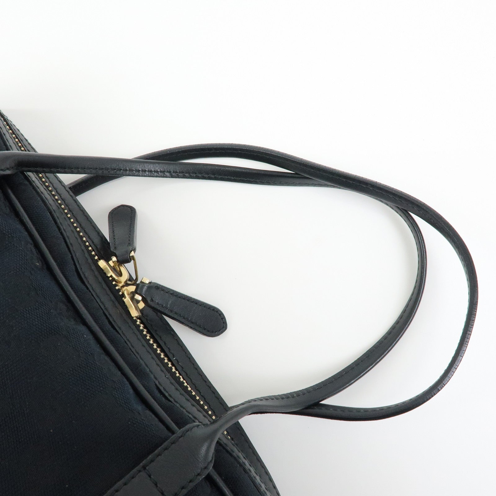 GUCCI Interlocking G Abbey GG Canvas Leather Tote Bag Black 169971