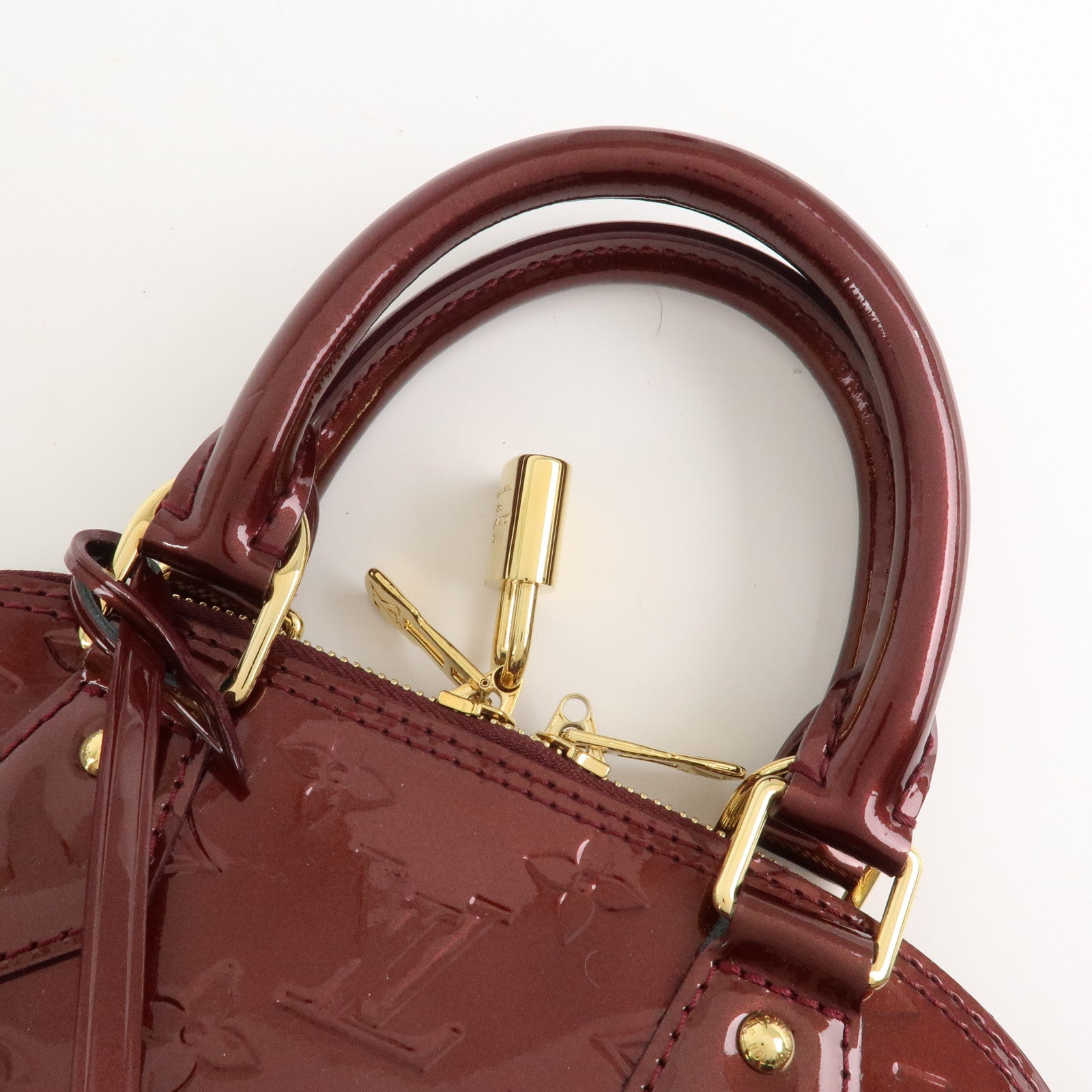 Louis Vuitton Monogram Vernis Alma BB 2Way Hand Bag Rouge M91676 Used