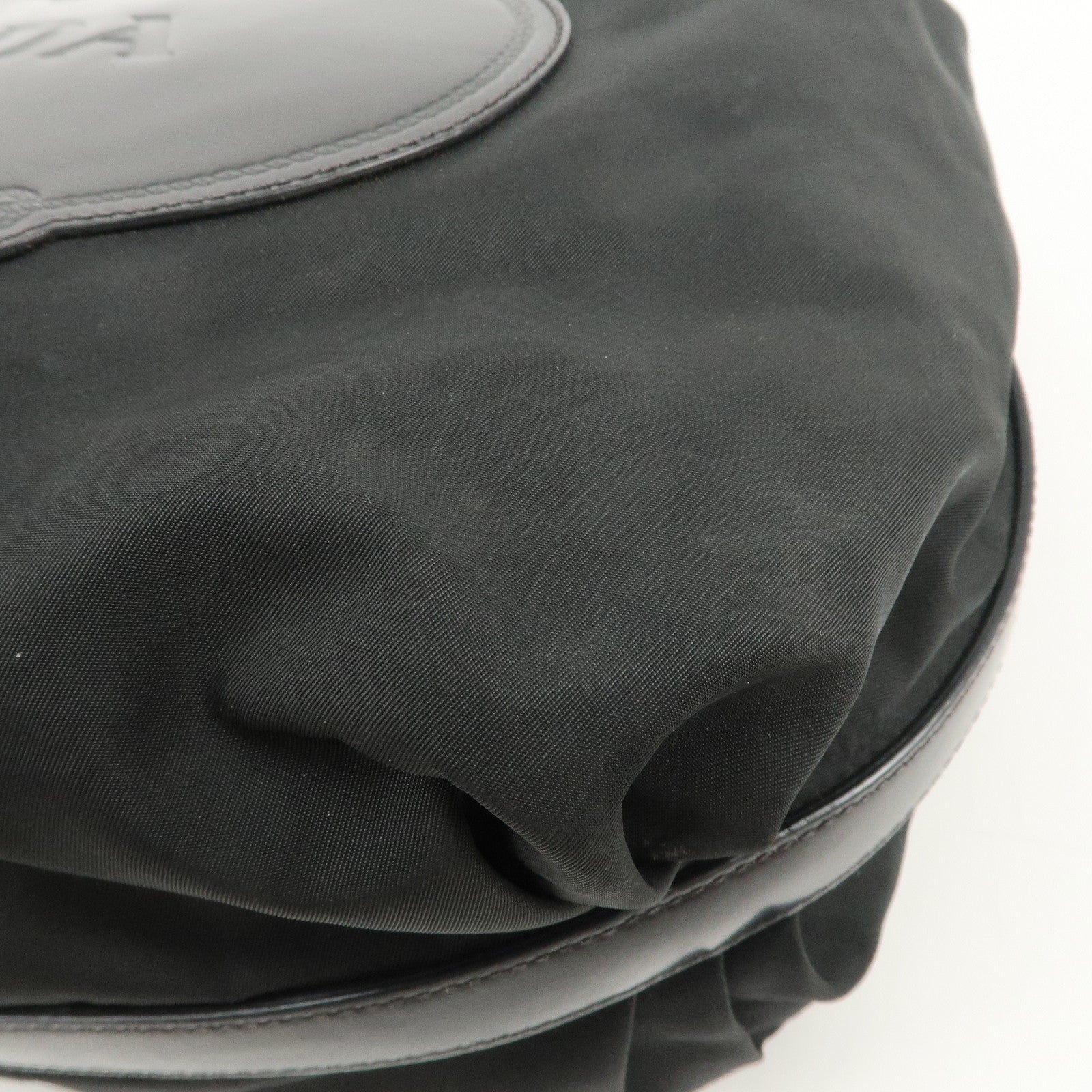PRADA Logo Nylon Leather Shoulder Bag Hand Bag Black BR3287