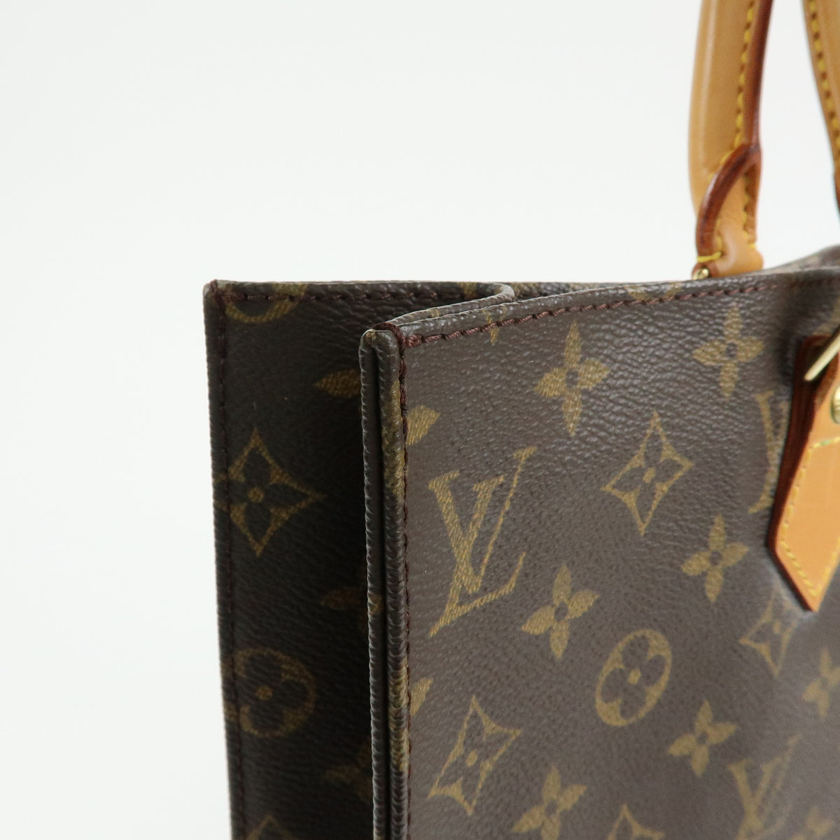 Louis Vuitton Monogram Sac Plat Tote Bag Hand Bag Brown M51140
