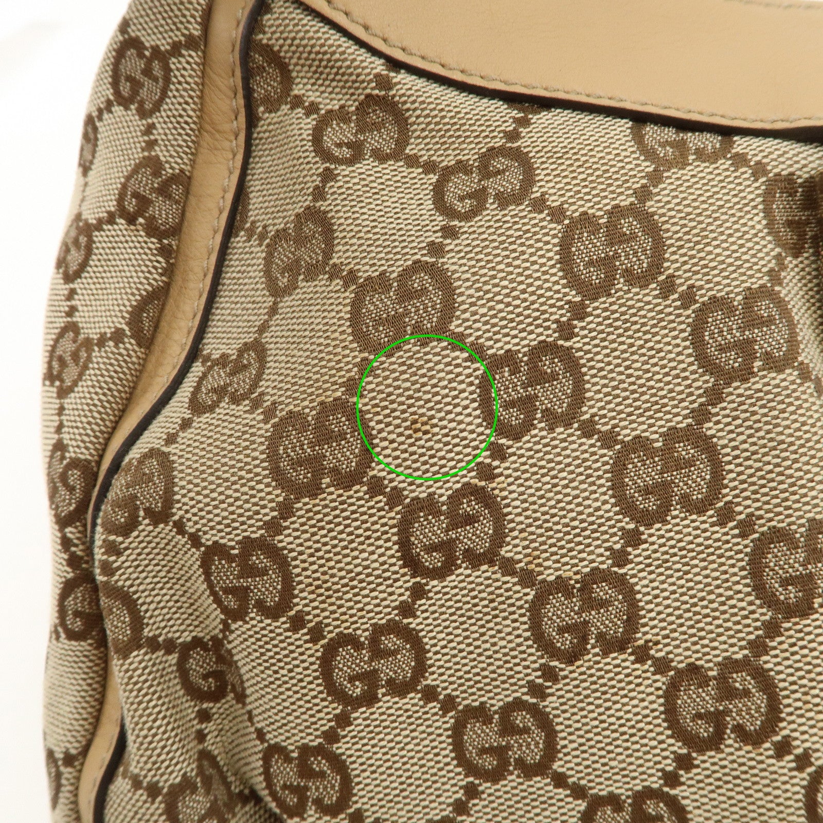 GUCCI Abbey GG Canvas Leather Shoulder Bag Beige 190525 Used