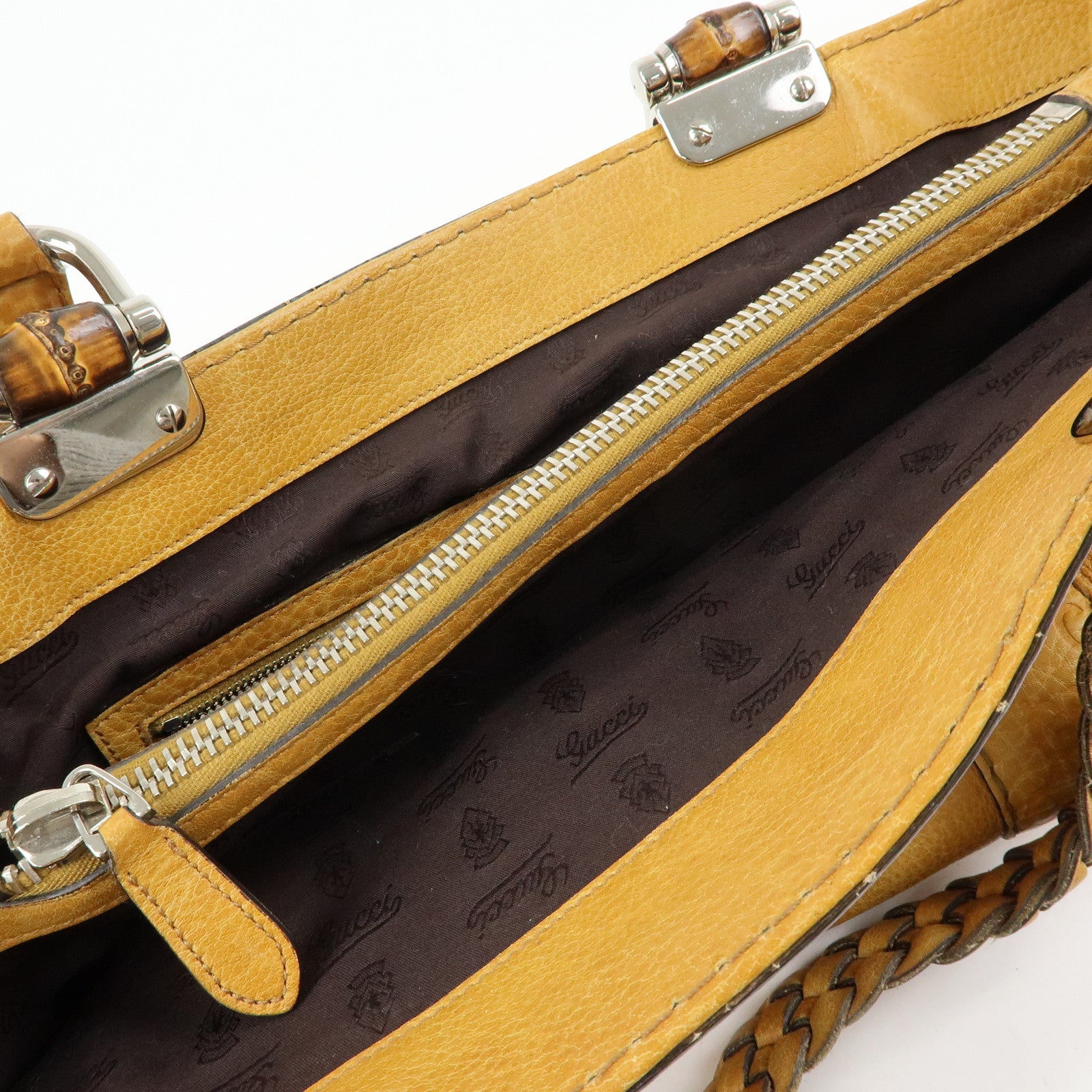 GUCCI Bamboo Bar Guccissima Leather Tote Bag Mustard 232947