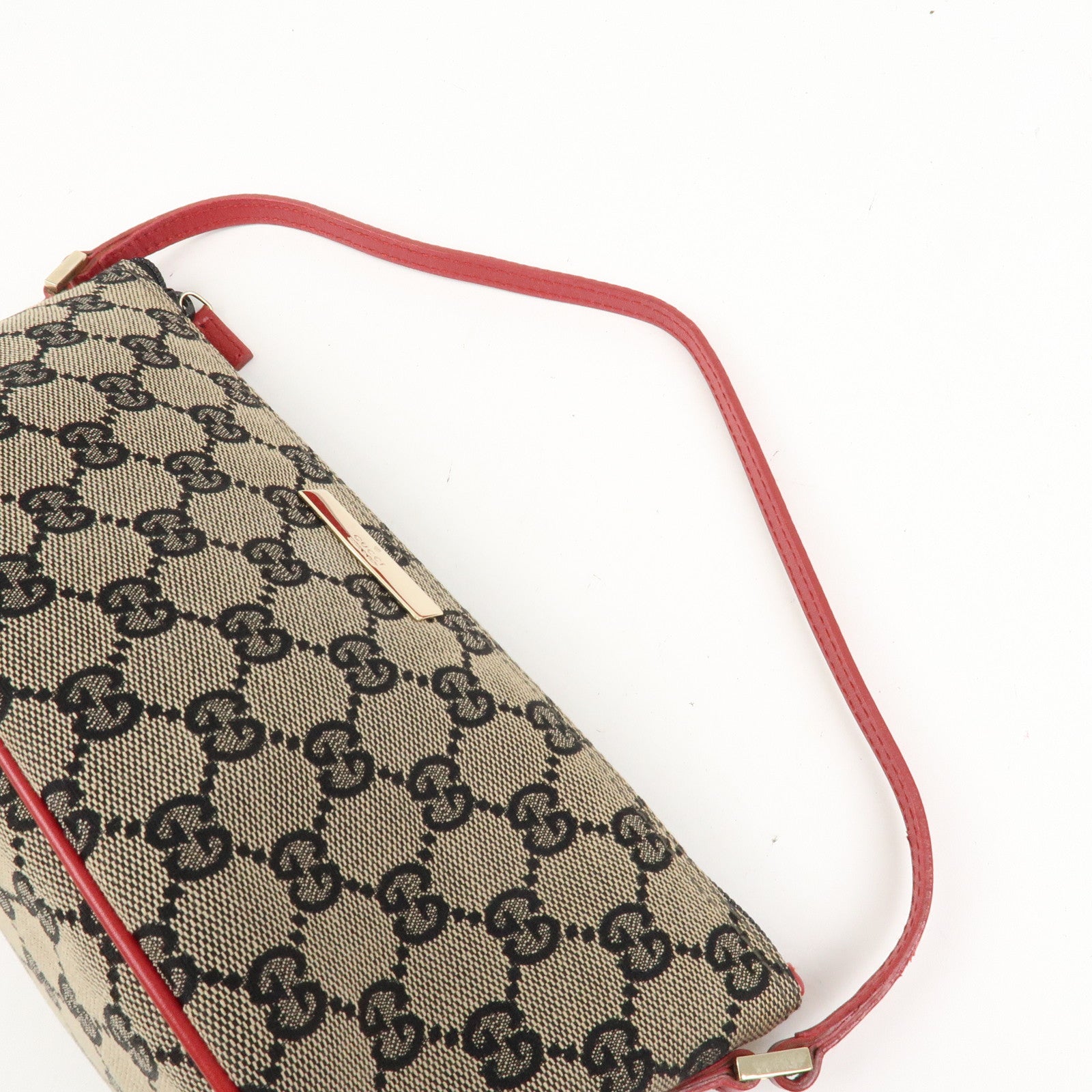 GUCCI GG Canvas Leather Accessory Pouch Hand Bag 039.1103