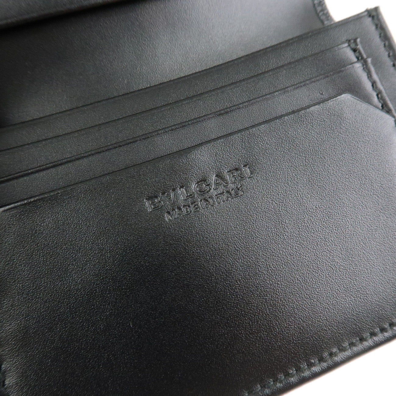 BVLGARI Leather Card Case Card Holder Black