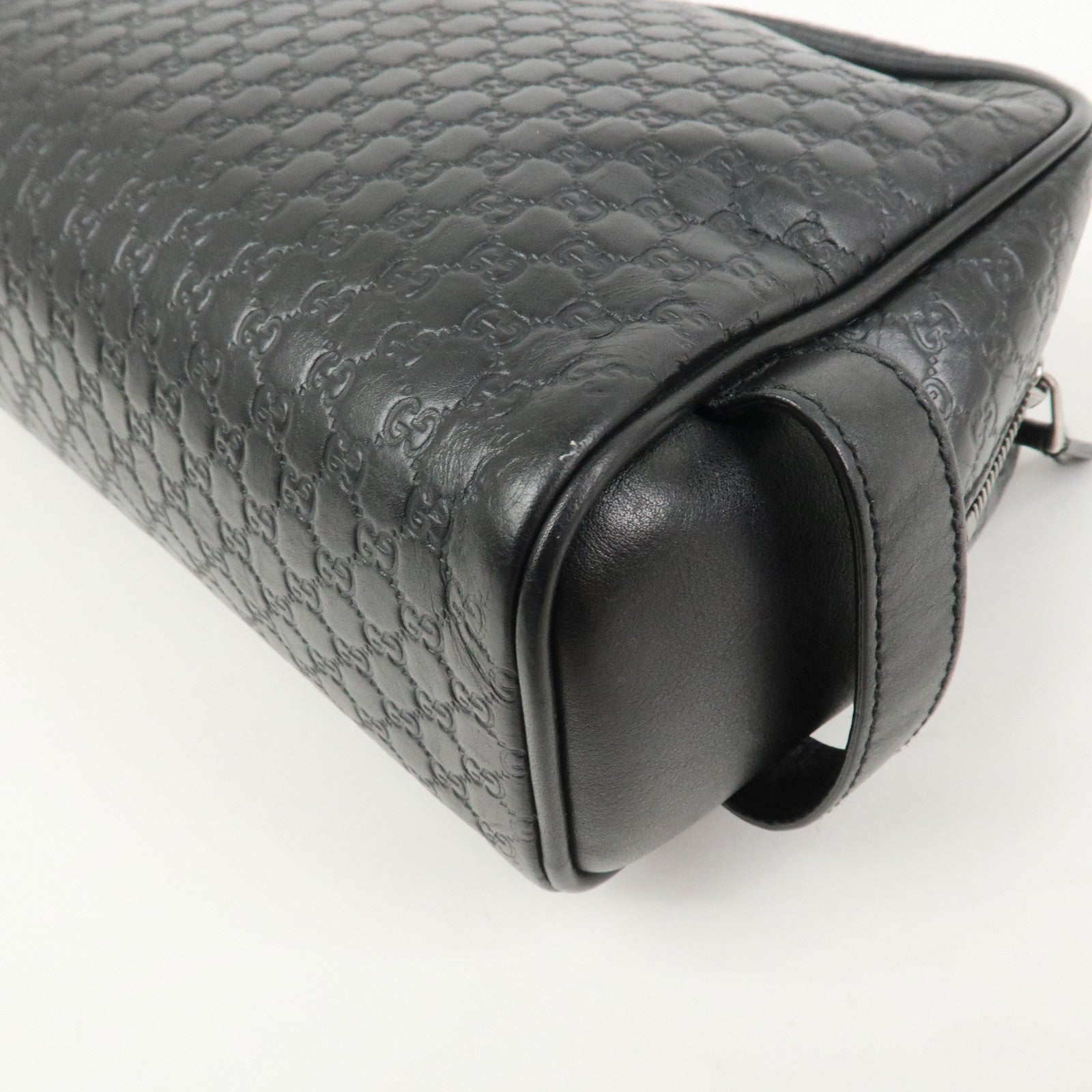 GUCCI Micro Guccissima Leather Hand Bag Clutch Bag Black 419775