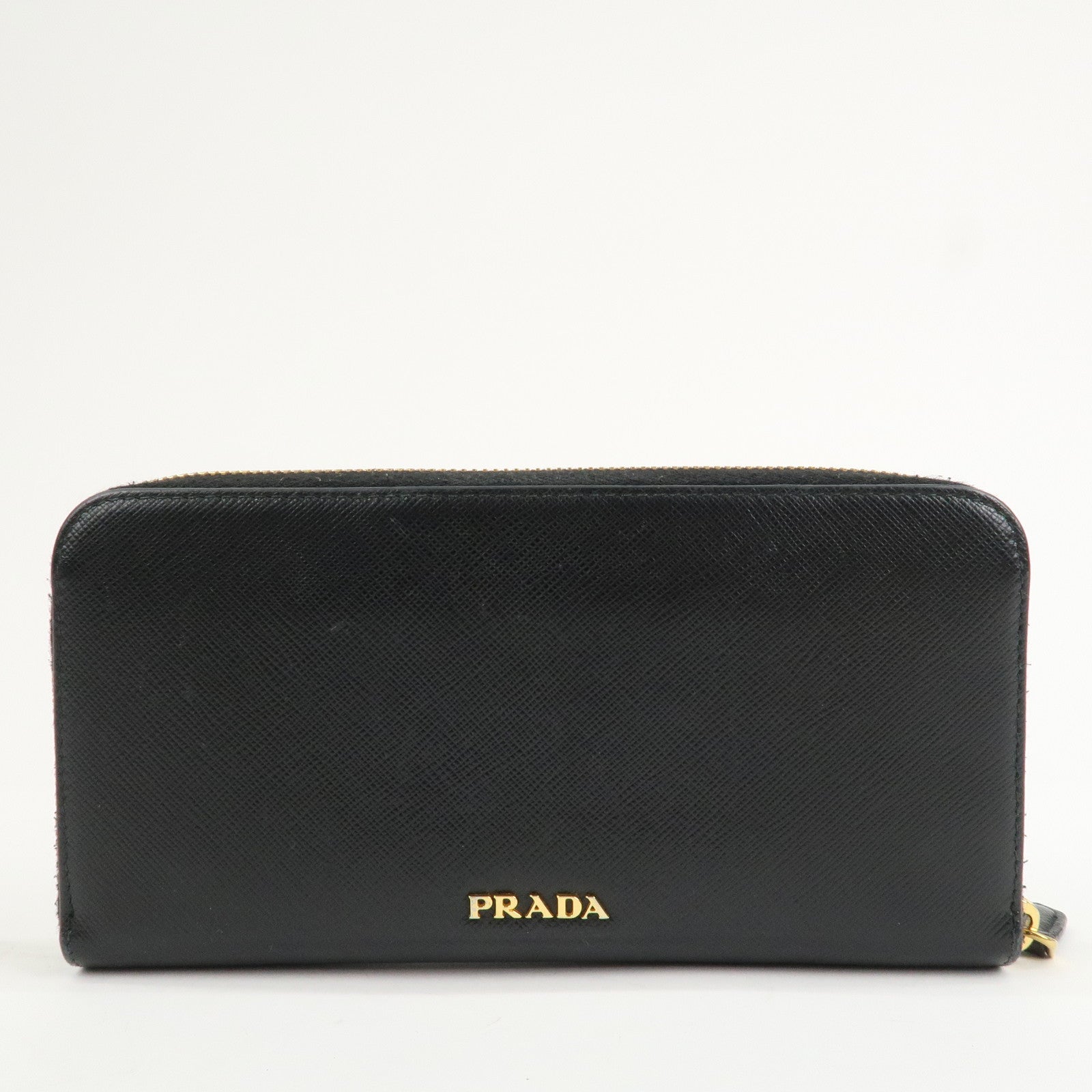 PRADA Logo Saffiano Leather Zippy Long Wallet Black 1ML506